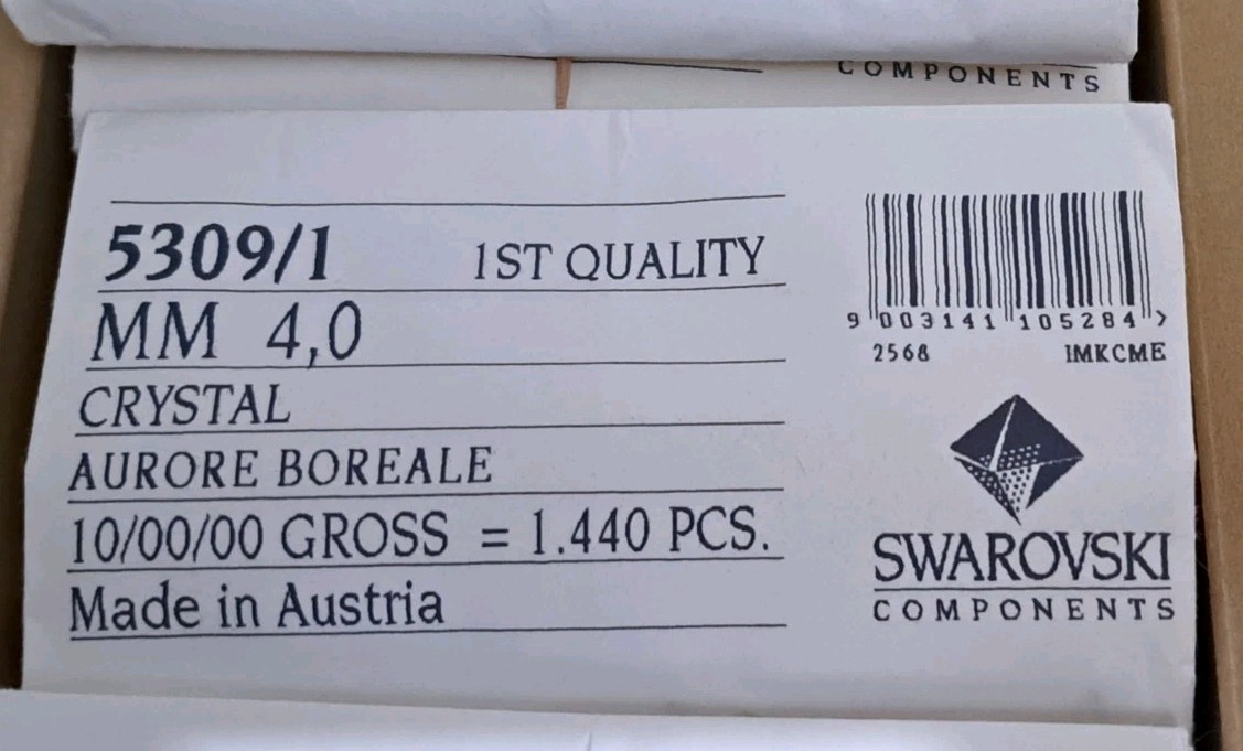 4mm Swarovski 5309/1 Crystal Aurore Boreale 10 Gross 1,440 Pieces Austria