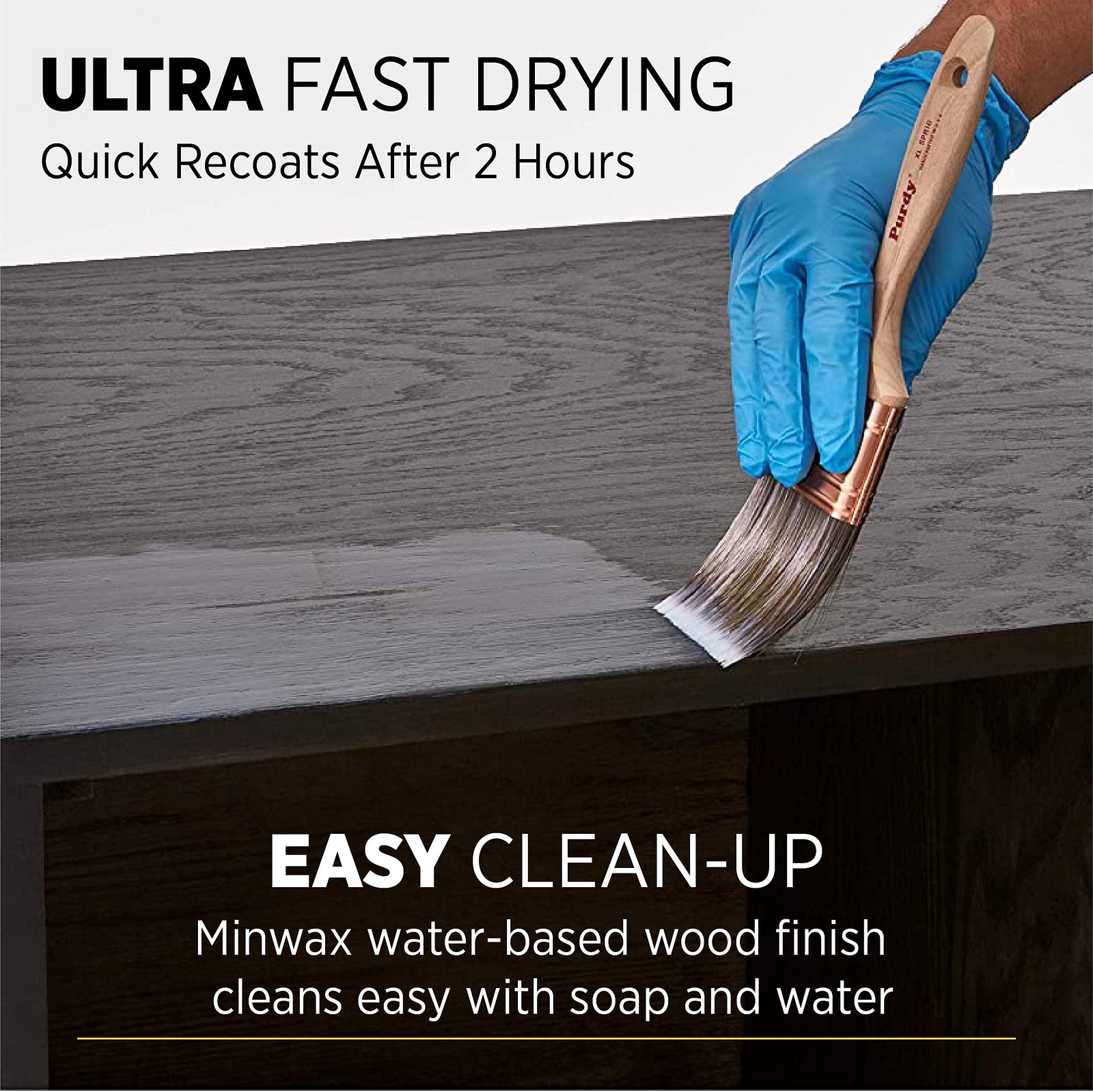 1/2 pt Minwax 24444 Clear Polycrylic Water-Based 8 fl oz, Crystal