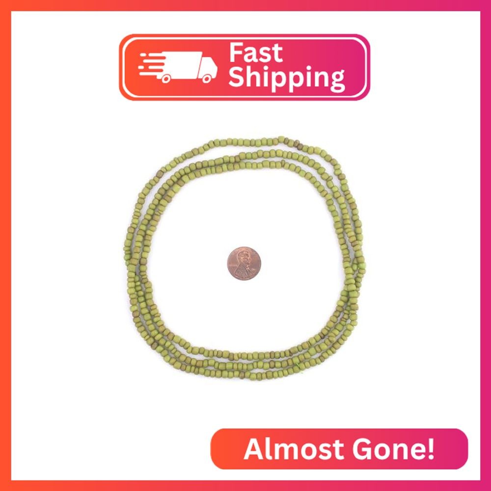 The Bead Chest Lime Green Java Glass Seed Beads (4mm, 48″ Strand)