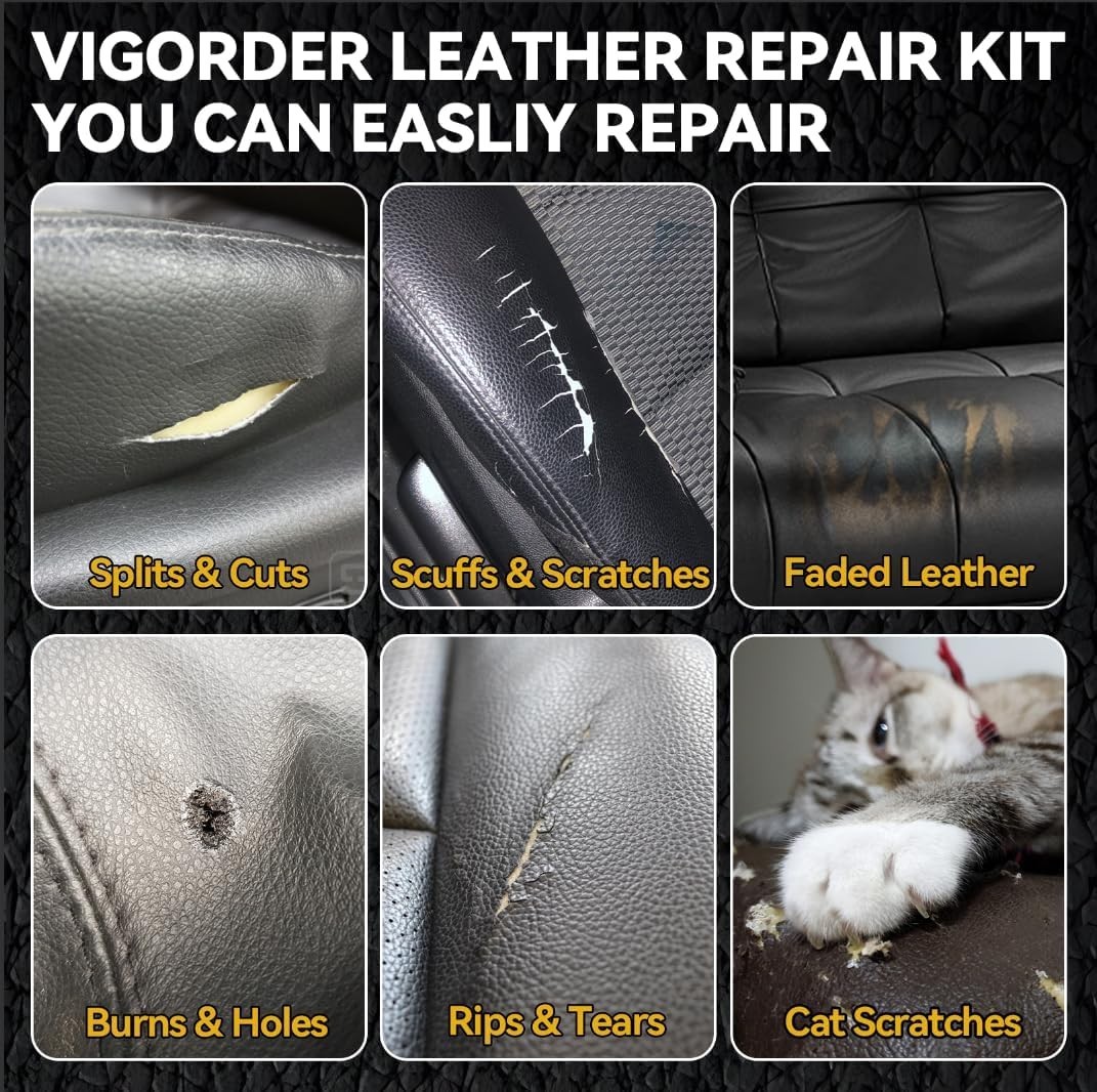 Black Leather Repair Kit for Furniture, Leather Seat Repair Kit for Cars, Easily