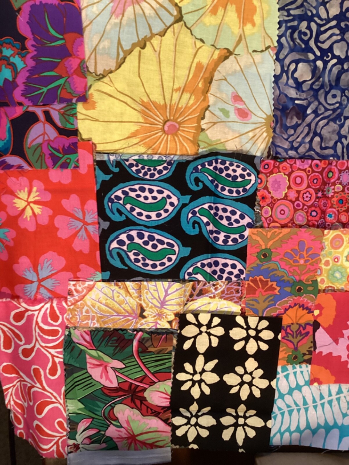 Kaffe Fassett strips, squares, & scraps