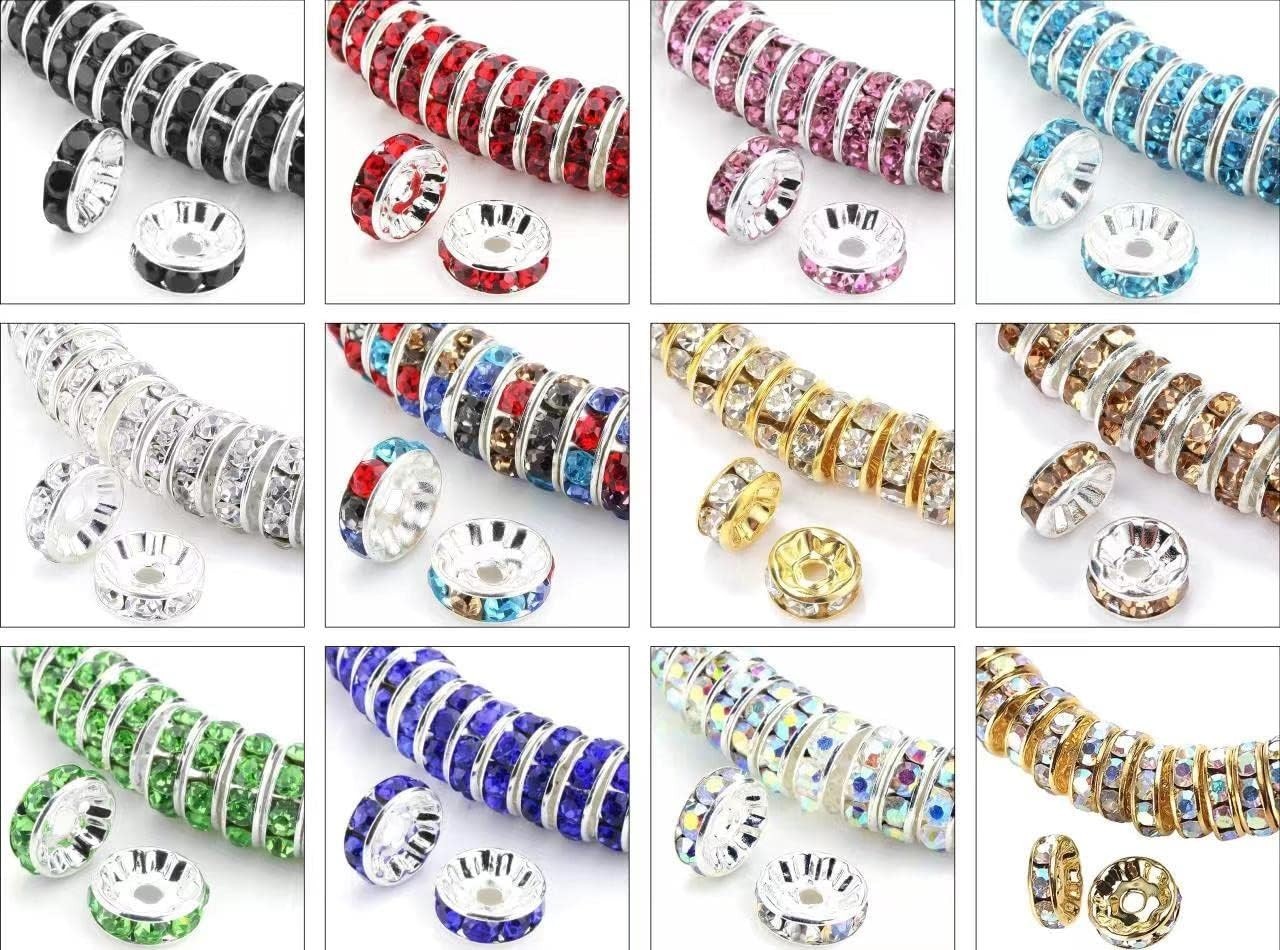 300PCS Rondelle Spacer Beads for Jewelry Making 6Mm Rhinestone Spacer Beads Crys