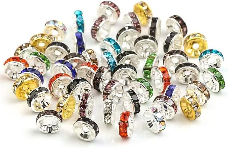 300PCS Rondelle Spacer Beads for Jewelry Making 6Mm Rhinestone Spacer Beads Crys