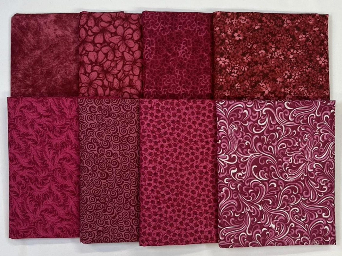 8 Burgundy Maroon Fat Quarters ~ Tonal Blender Cotton Quilt Fabric