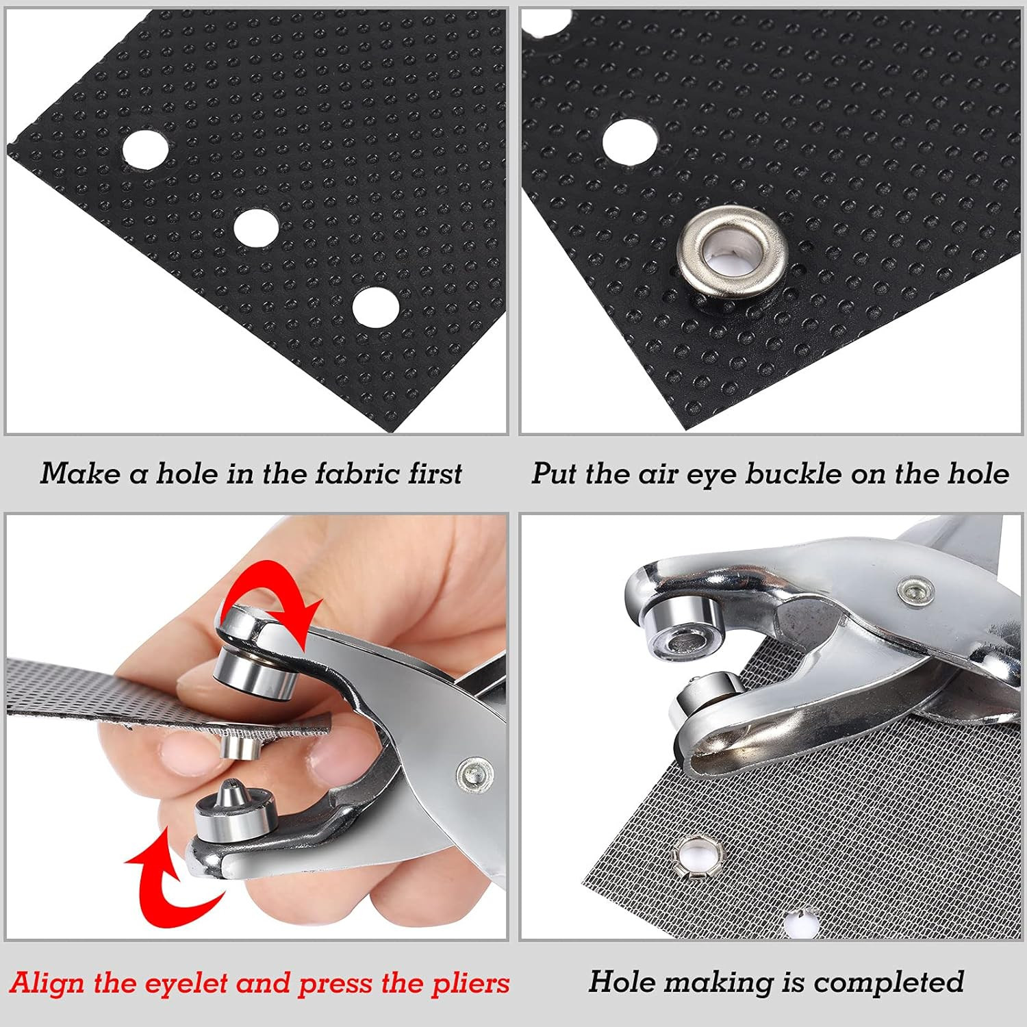 Mudder 301 Pcs Grommet Eyelet Pliers Tool Kit, Fabric Leather Hole Eyelets and G