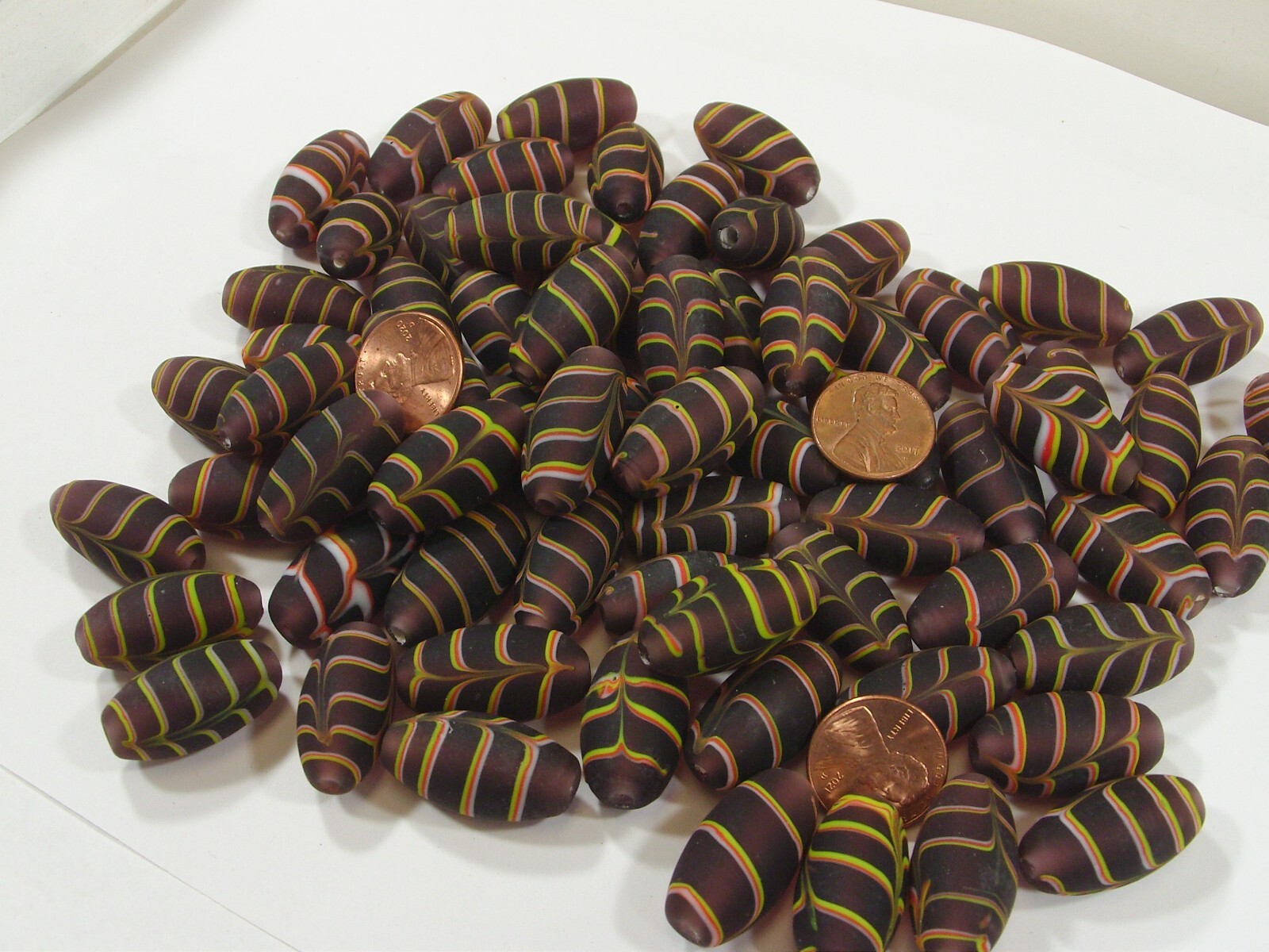 2 Pounds Purple Feather (14mm x 27mm) India Handmade Glass Beads (GP-22) ⭐