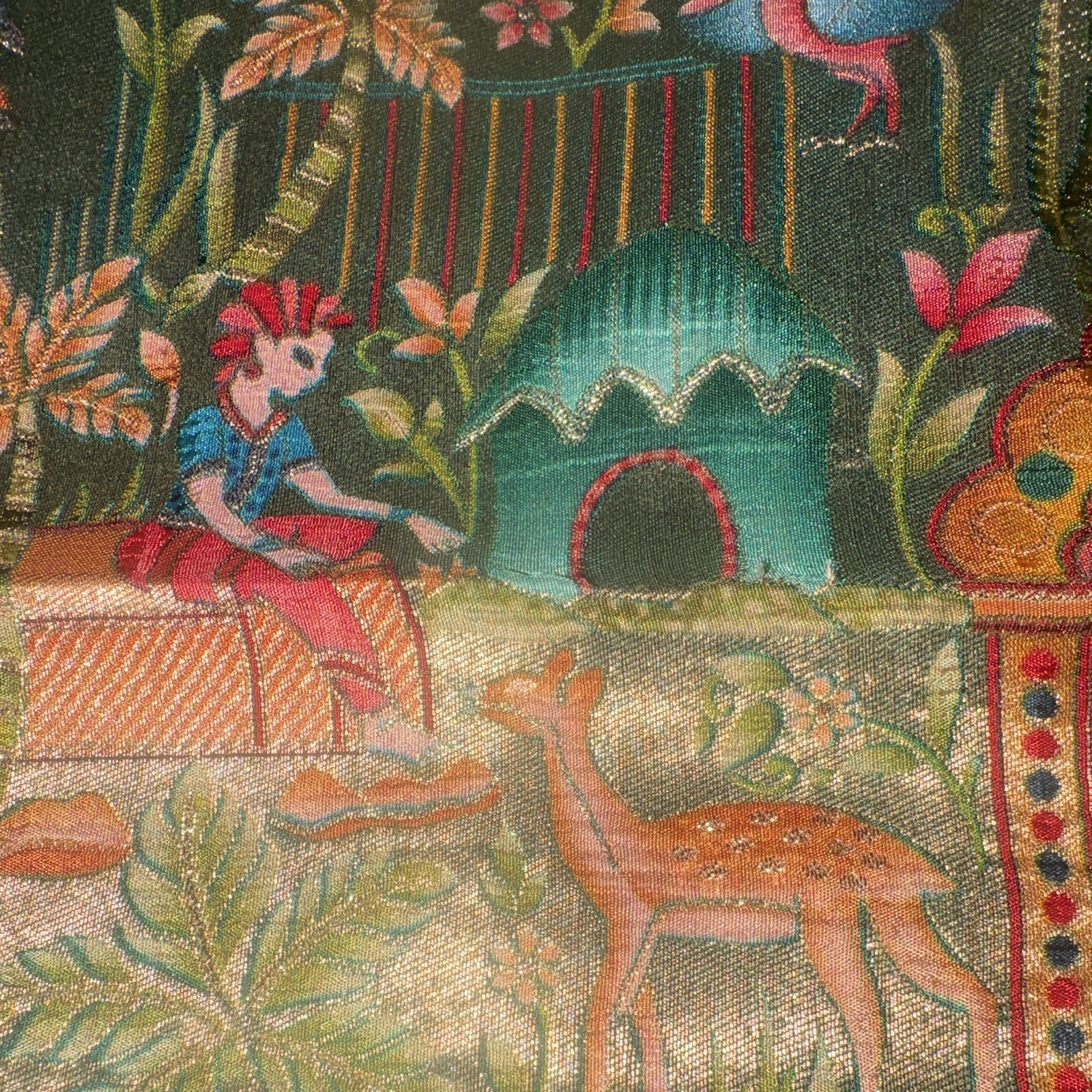 Multicolor Pictorial Animals Scene Fabric Textile Panel Up to 45” Wide