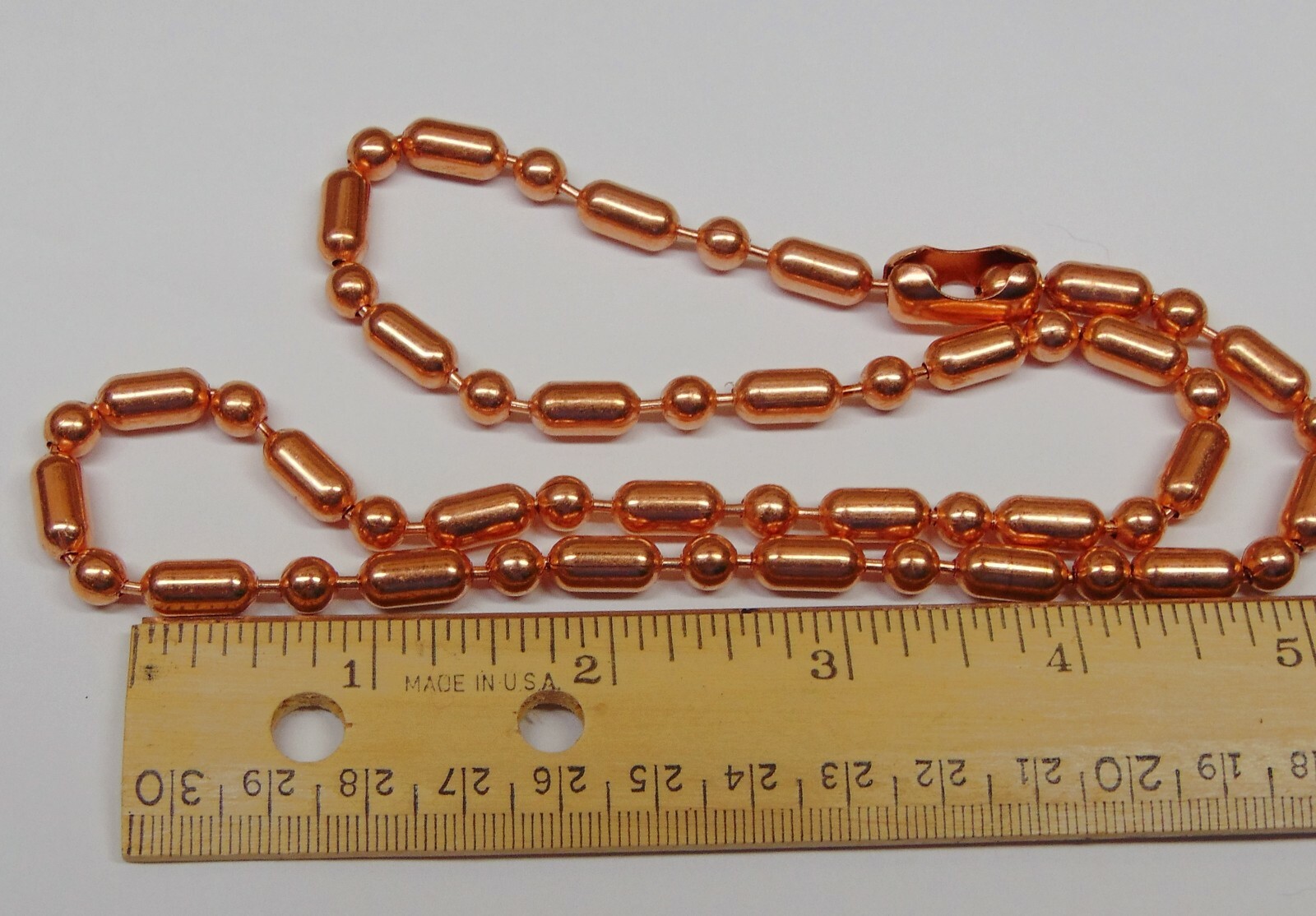 PURE 100% Copper Ball + Bar #13 CHAIN 6.3mm bead ~ Various Lengths + Connectors