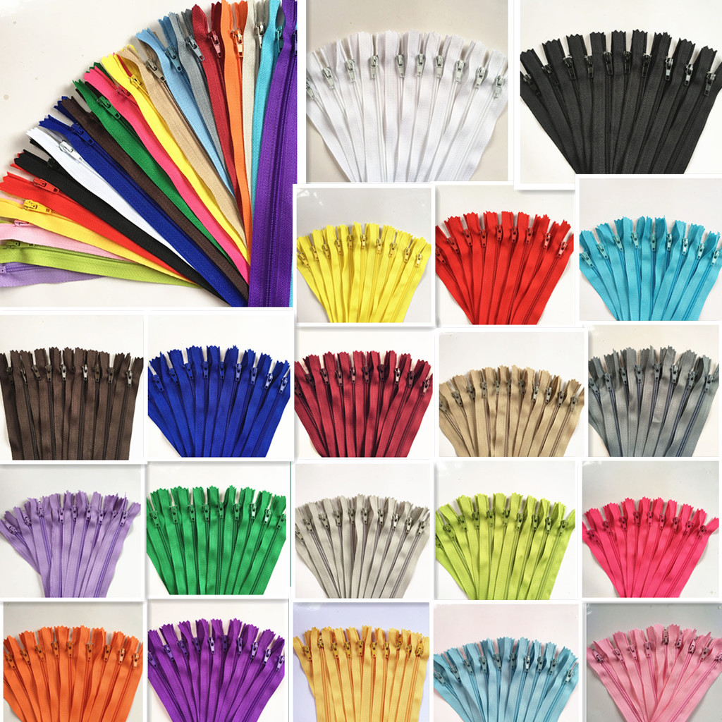 50pcs (10-100CM ) Nylon Coil Zippers Bulk for Sewing Crafts (20/ Colors)