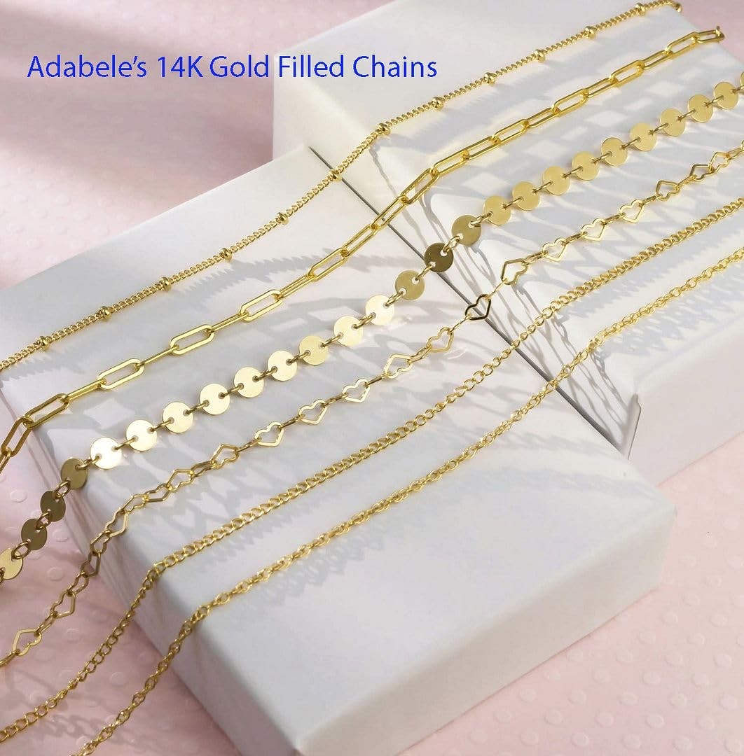 Adabele 5 Feet 1/20 14K Gold Filled Flat Cable Link Chain 1.5mm