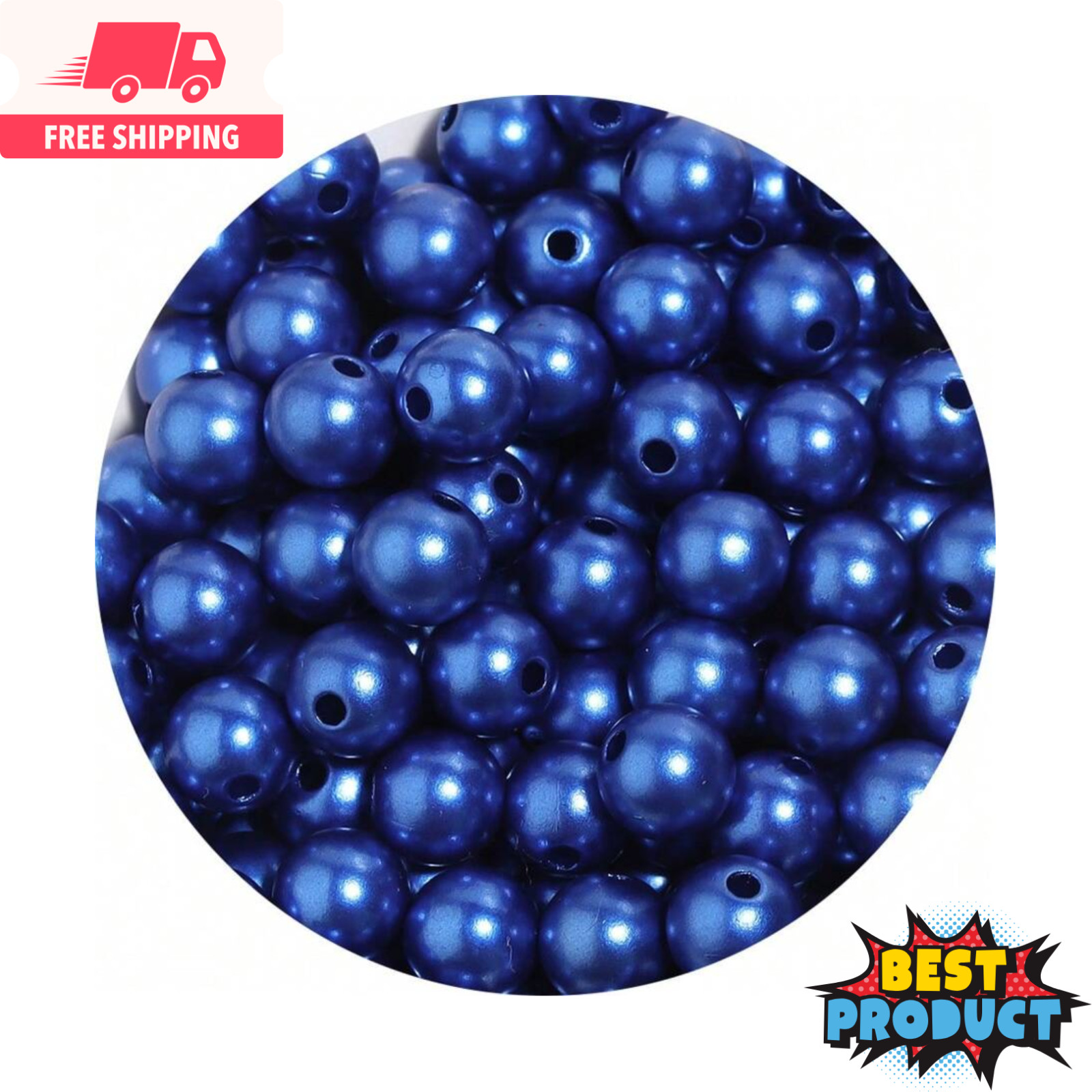 1000x Faux Pearl Beads Colorful Straight Hole 3-10mm Beads for Making Jewellery