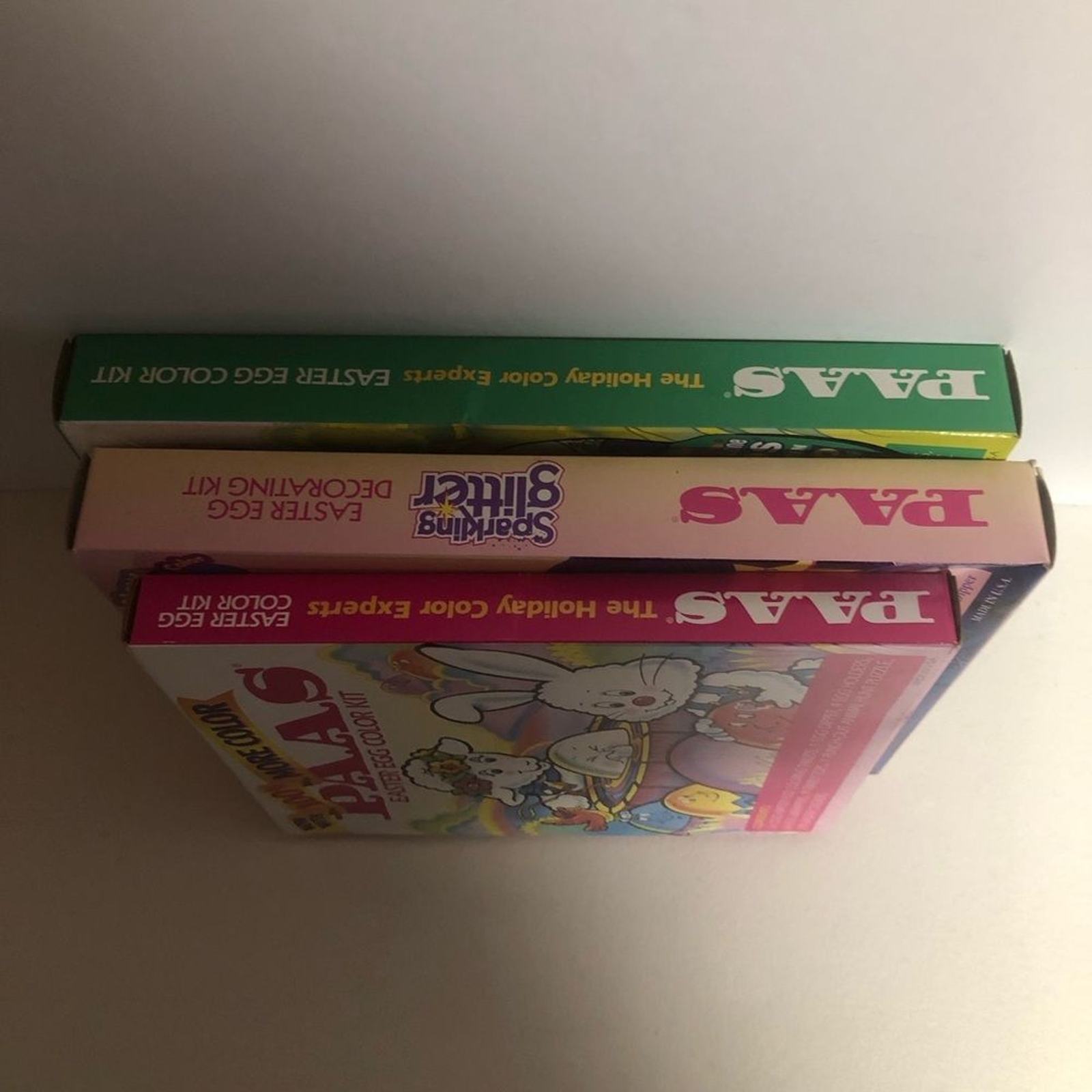 Vintage PAAS Easter Egg Color Kit Set of 3 Made in USA Original Glitter SOY INK