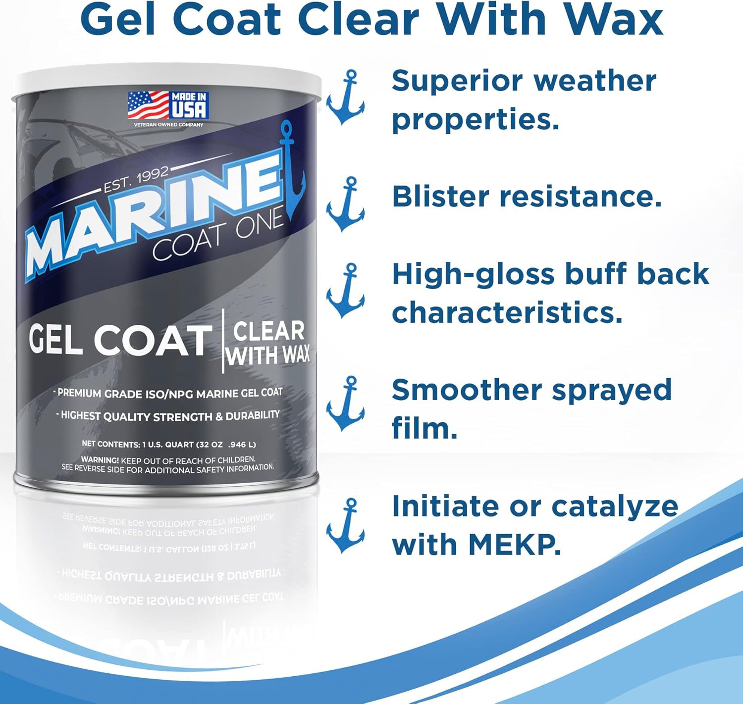 ISO/NPG Premium Marine Gel Coat Repair Kit Clear with Wax Offers UV Protection H