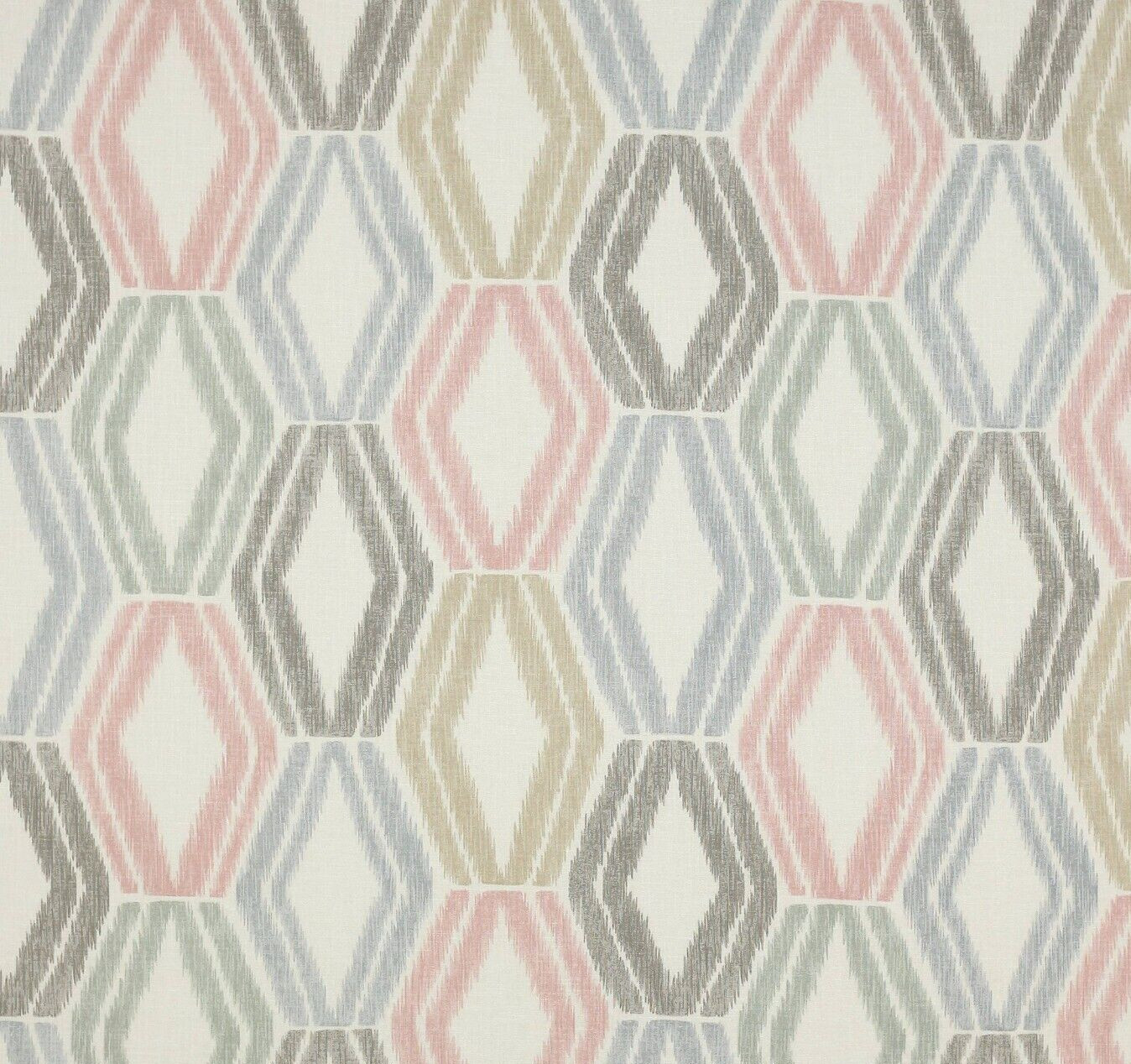 JANE CHURCHILL CURTAIN FABRIC Alexis 3.8 METRES PINK/AQUA LINEN BLEND EDEN COLL