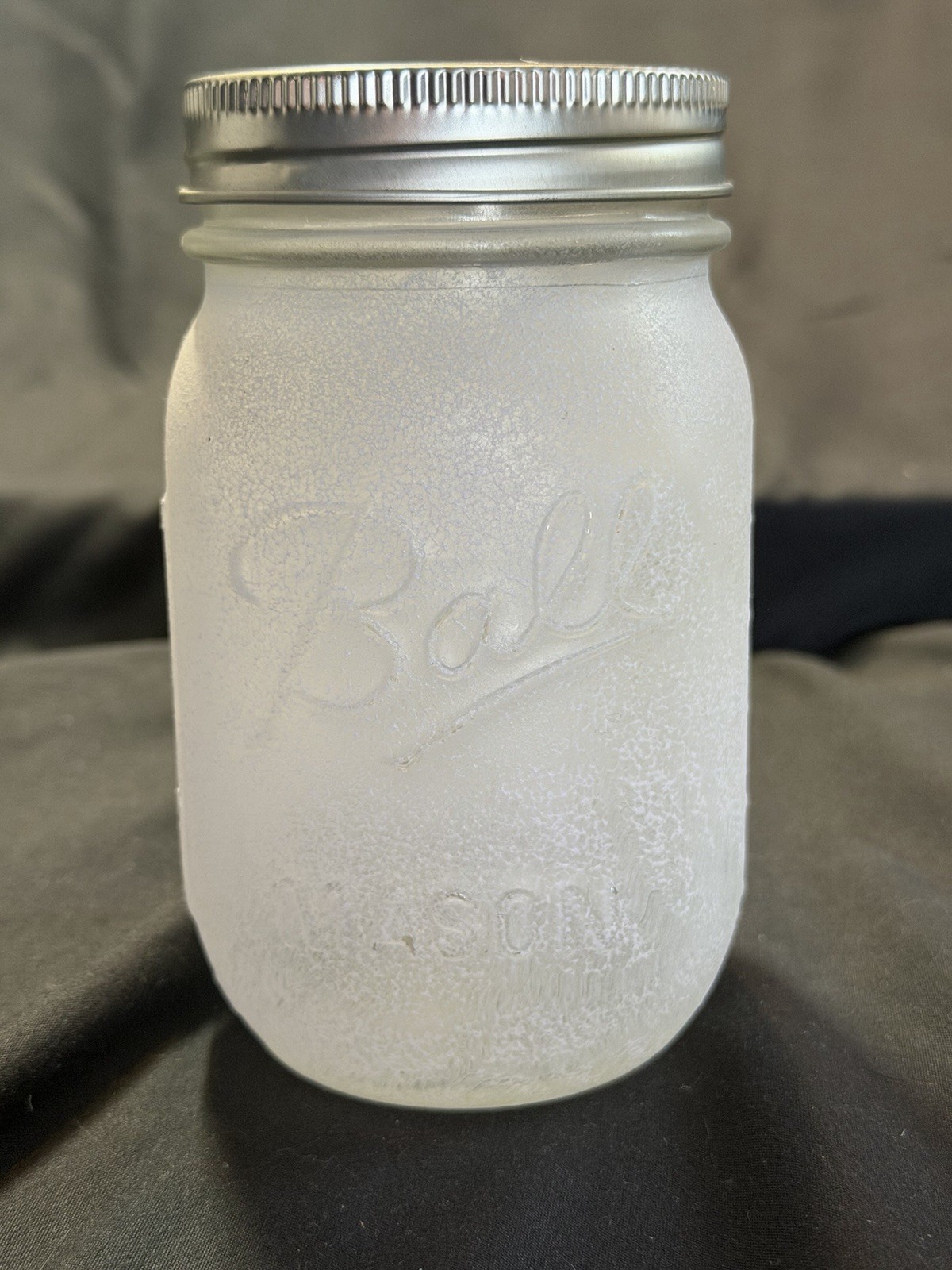 Hand Painted Frosted Mason Jars with Lids Various Pastel Colors Set Of 6