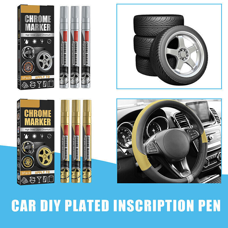 6x Car Paint Pen Liquid Mirror Chrome Marker Set Metal Tire Personality Graffiti