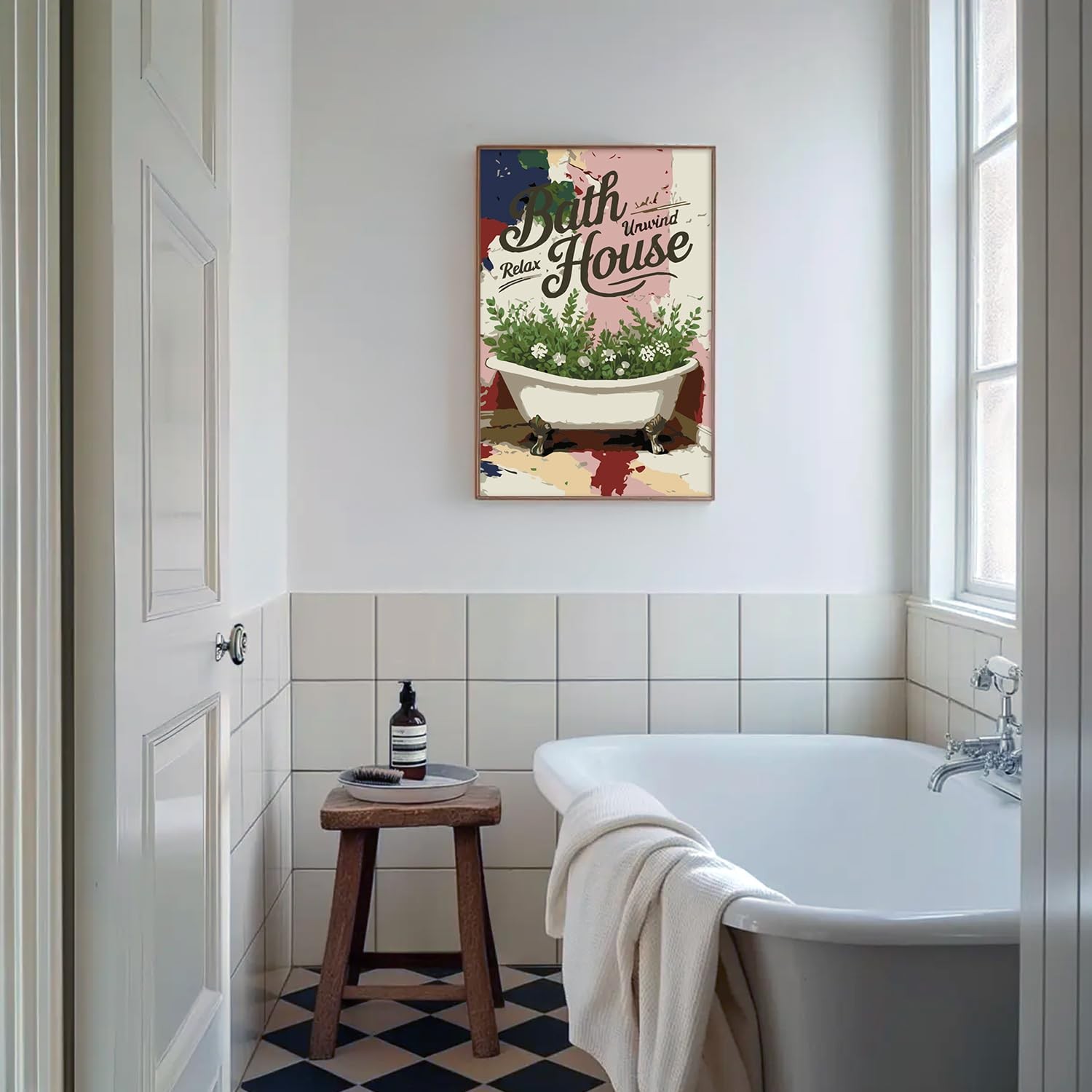 Framed Paint by Numbers Kit for Adults Beginner & Kids Ages 10-13, Bathroom Deco