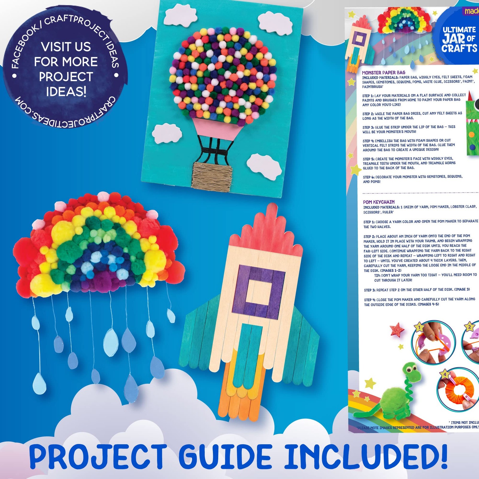 Ultimate 200+ Piece Rainbow Craft Supply Bundle, Arts & Crafts Kit for All Ages