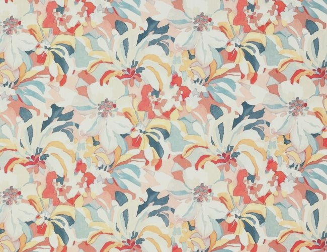 JANE CHURCHILL CURTAIN FABRIC DESIGN Hothouse 8.8 METRES RED/AQUA COTTON BLEND