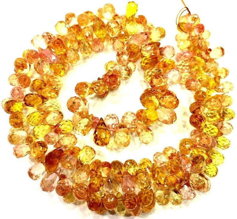 Extremely Beautiful~Rare Padparadscha Sapphire Faceted Beads Briolettes Beads.