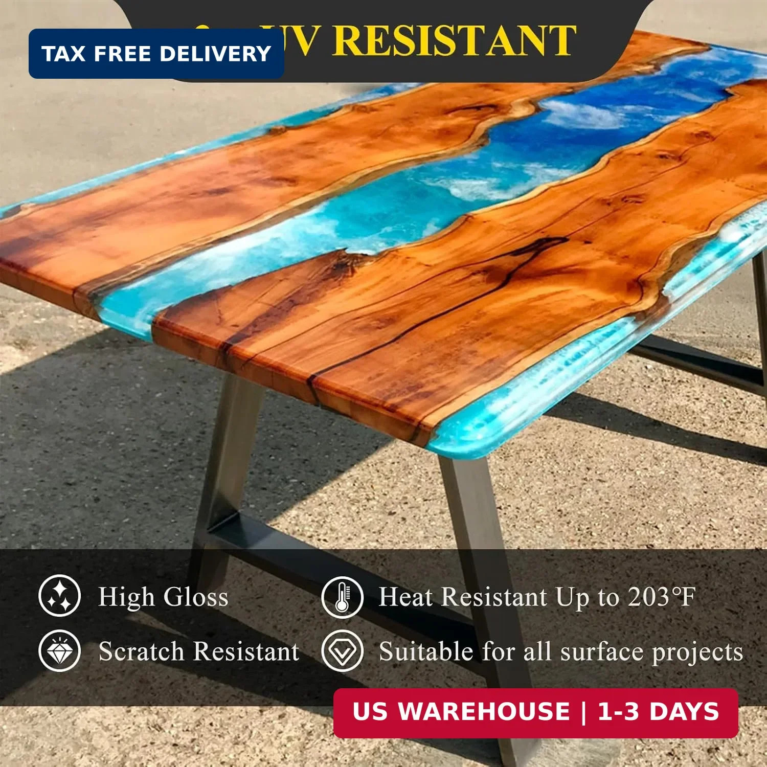 TAKIMO 2 Gallon 3×UV Resistant Resin Kit,No Bubble & Crystal Clear Epoxy Resin f
