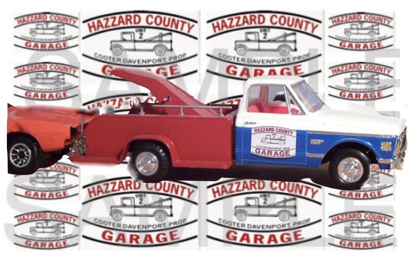 Hazard County Garage Decals Cooter tow truck 1:43, 1:32, 1:24, 1:18, 1:10 scale