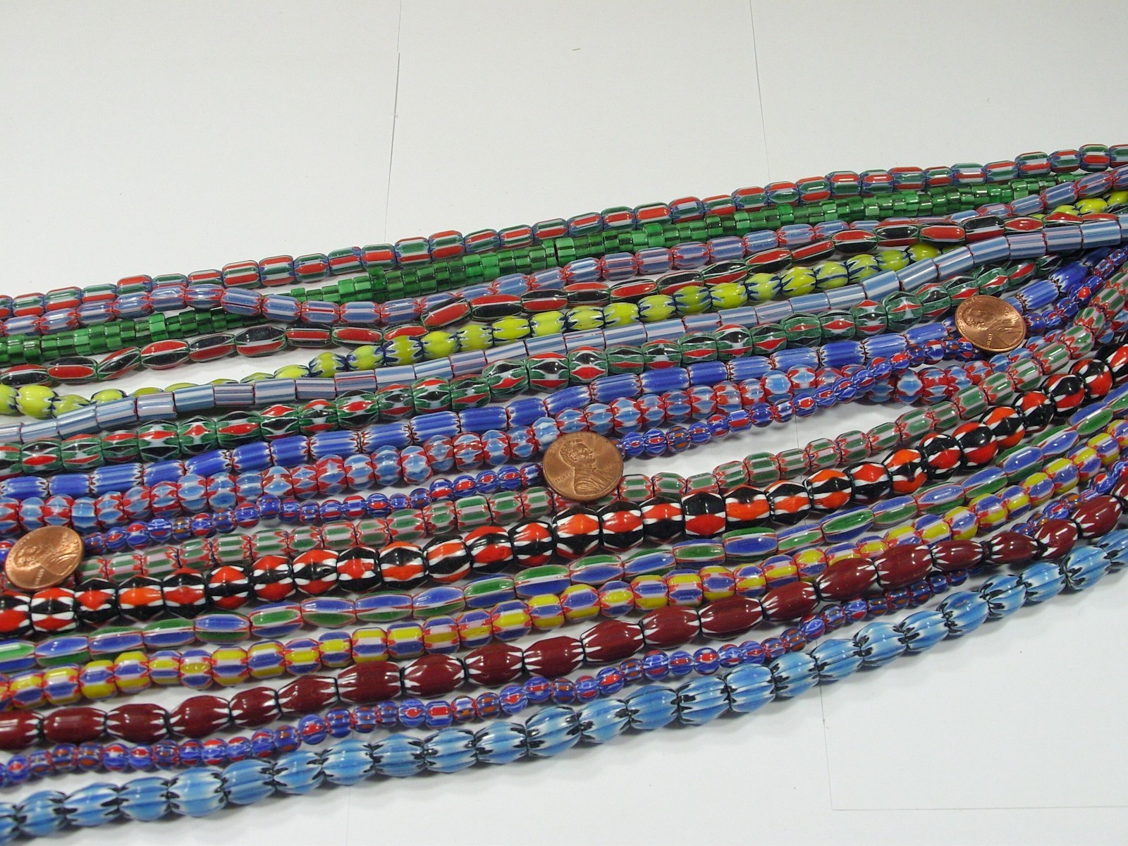 15 Strands 15″ Assorted India Handmade Chevron Glass Beads Bulk Lot (QZP-7)