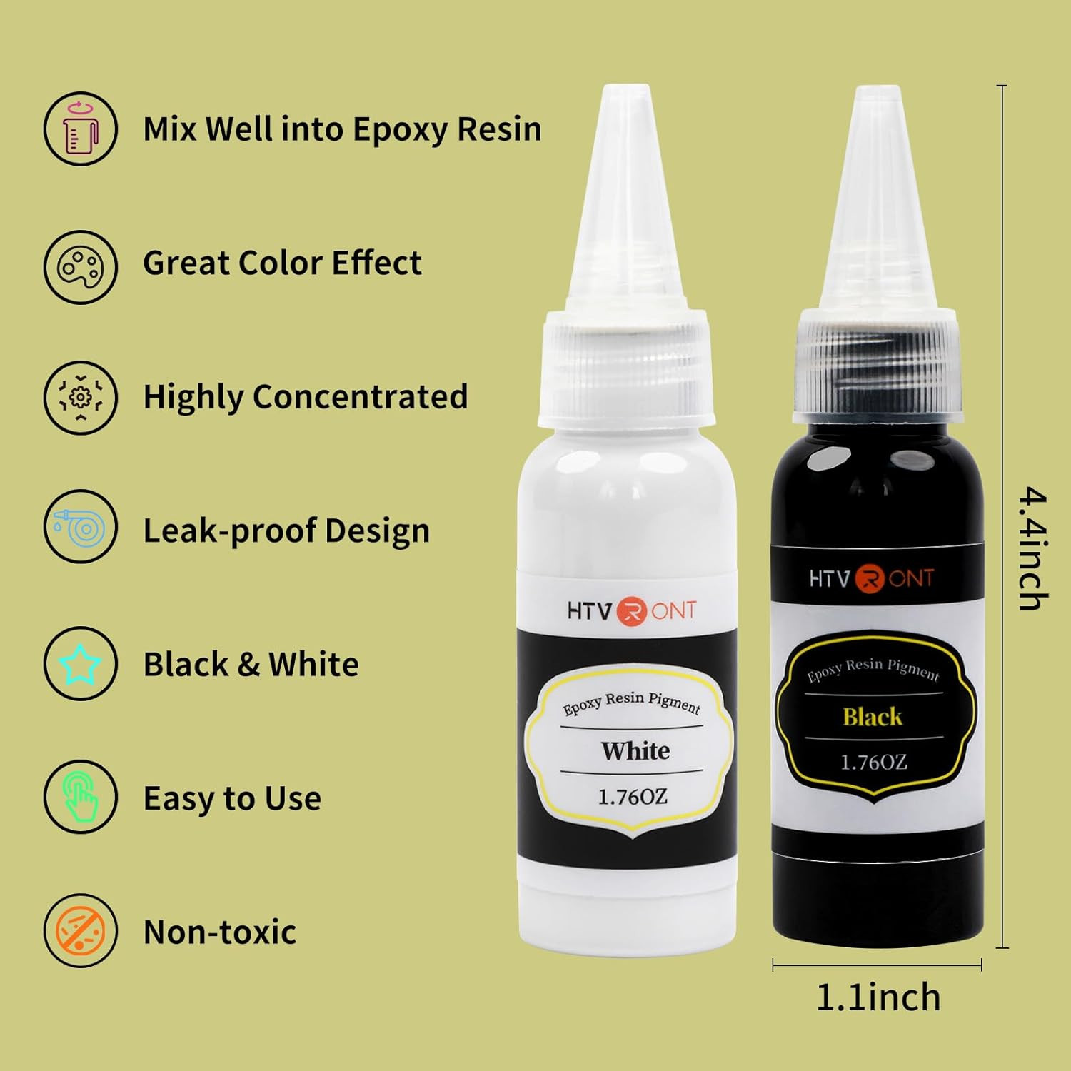 HTVRONT Black and White Resin Pigment Paste – 3.52Oz/100Ml Concentrated Opaque P
