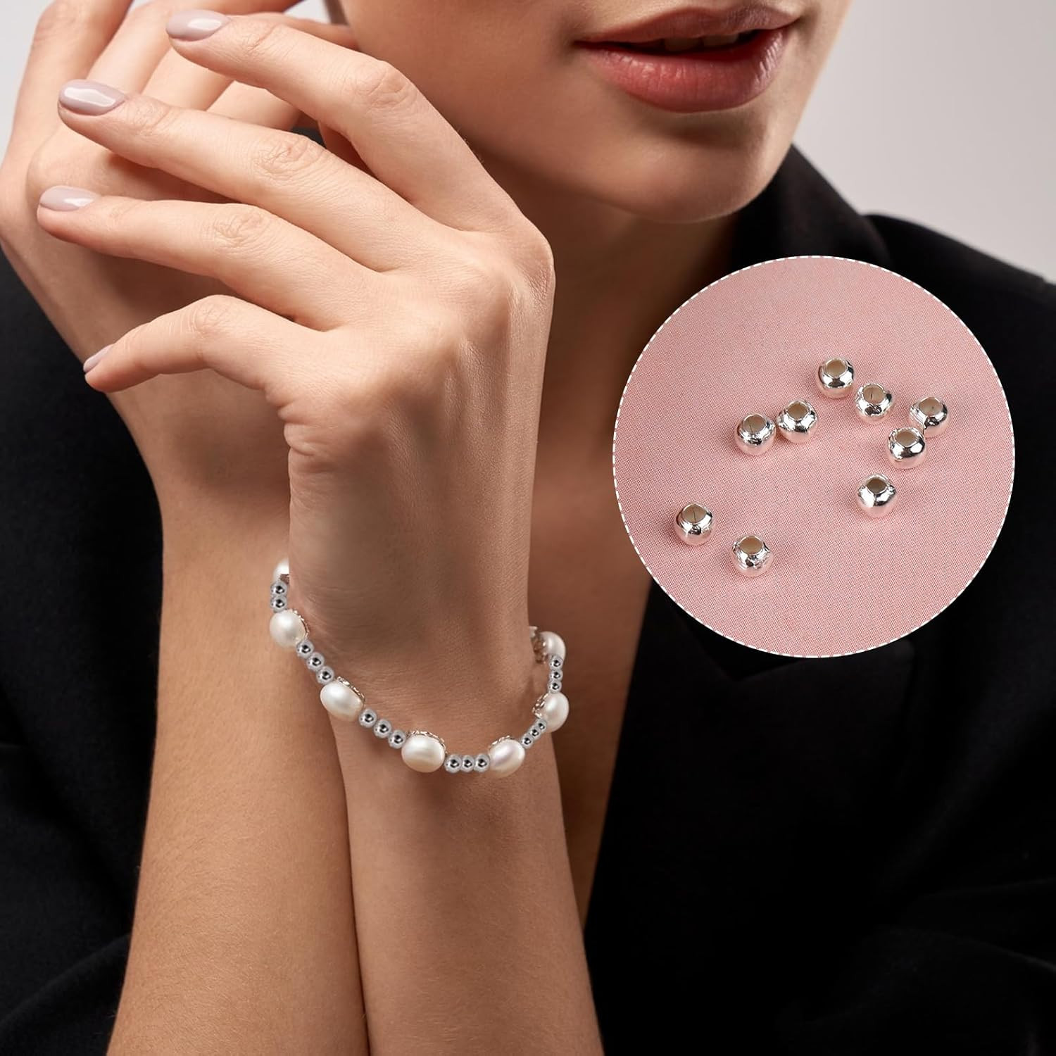 1500PCS 3Mm Smooth round Spacer Beads, Mini Silver Plated Metal Beads Loose Smal