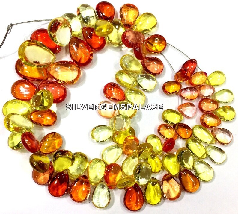 AAAA+ Rare Padparadscha Sapphire Smooth Pear Beads Gorgeous Gemstone Beads.