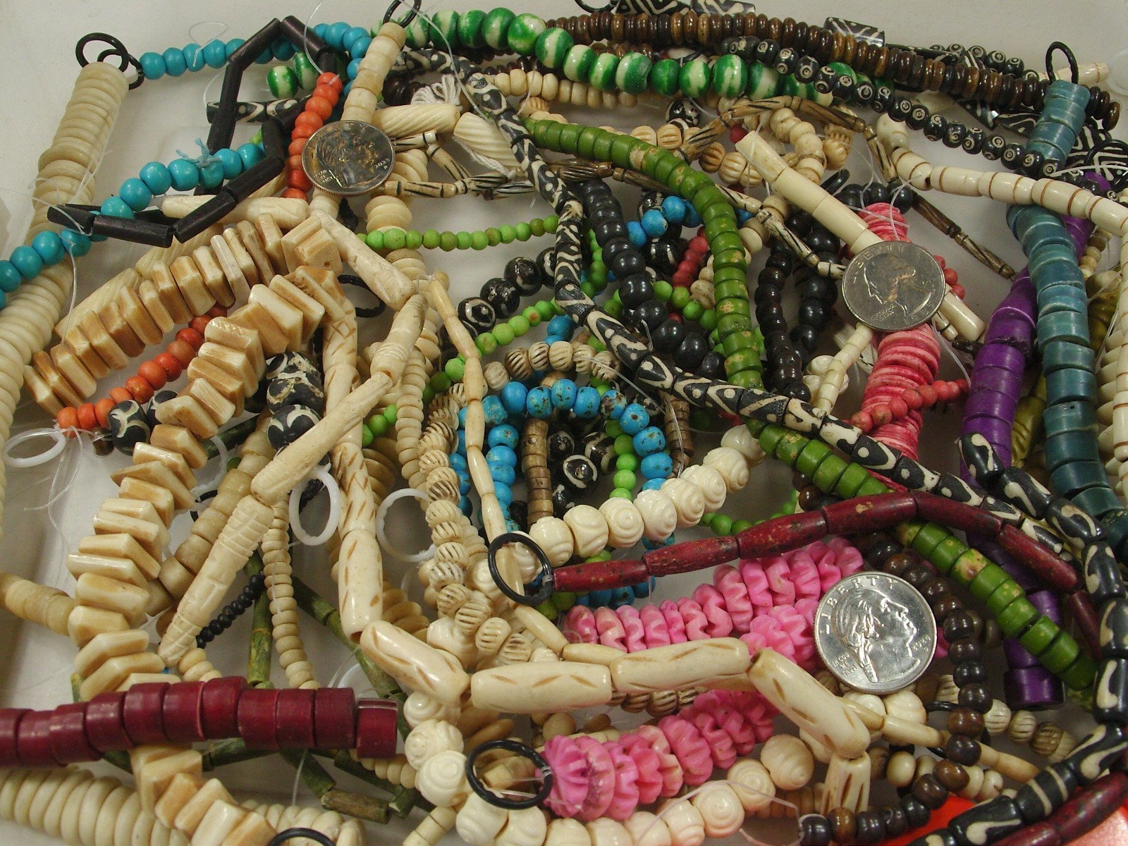 2 Pounds Odds and Ends India Handmade Water Buffalo Bone Beads Lot (AXP-2) ⭐