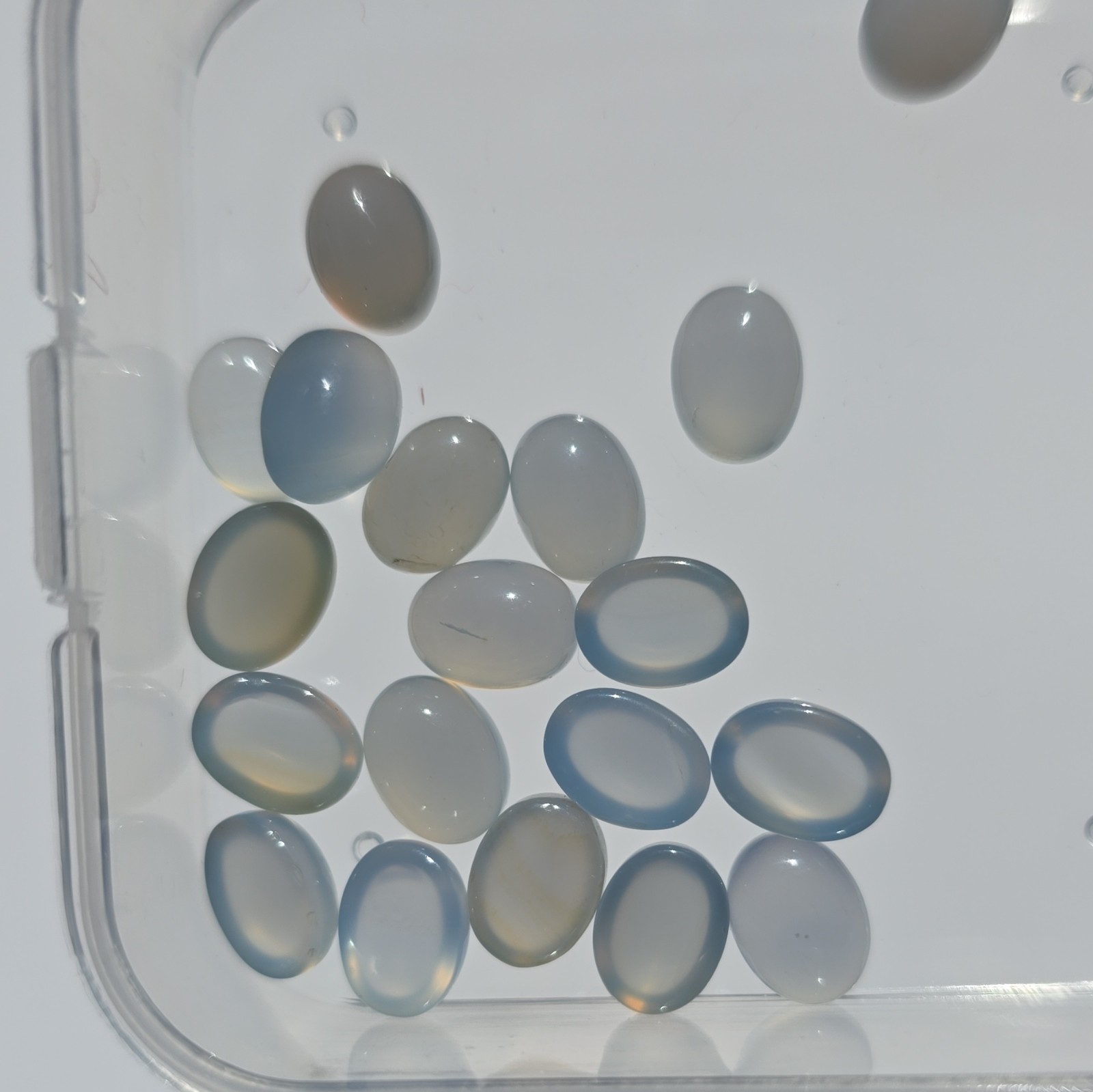 Lot of 19-8x6mm Natural Blue Chalcedony Oval Cabochons