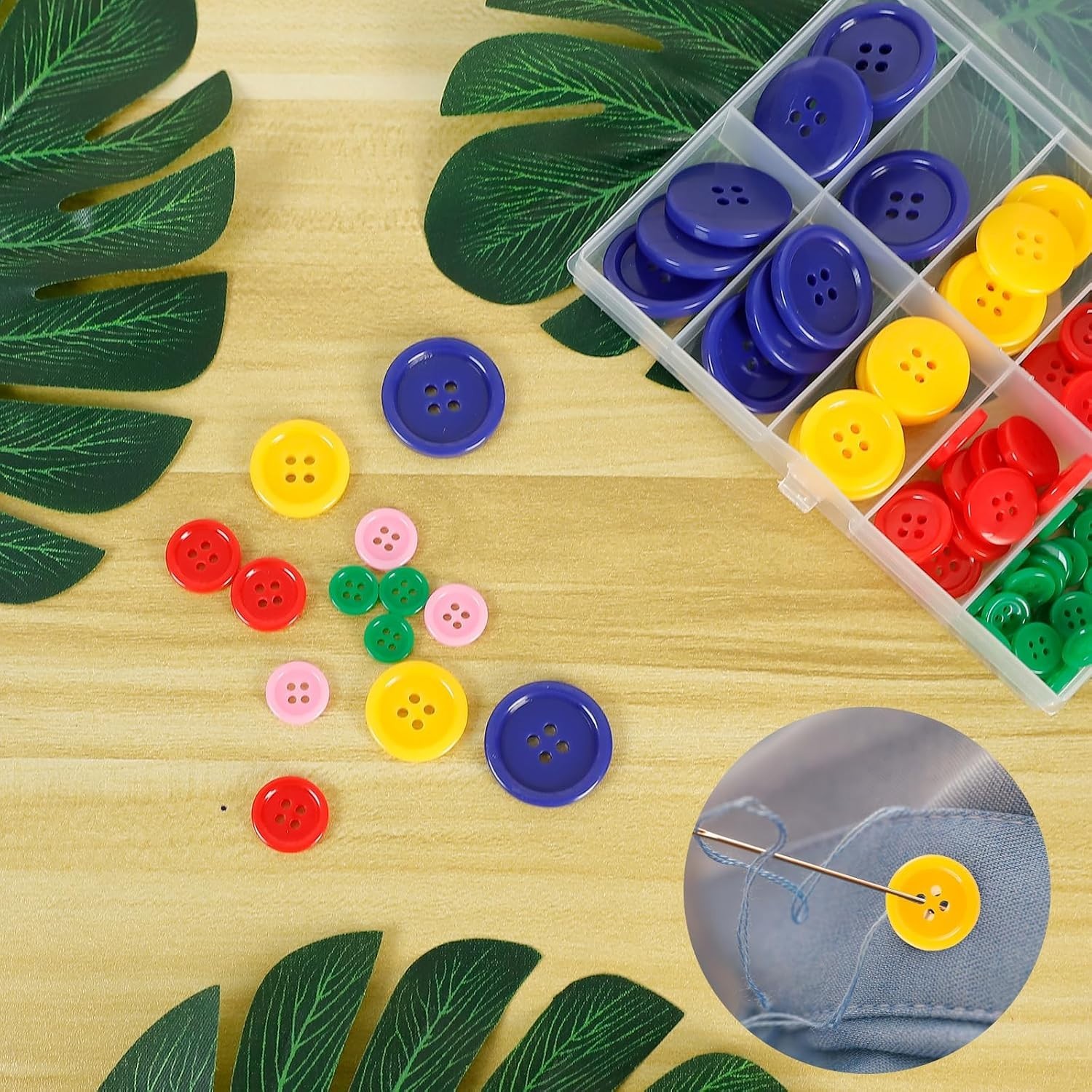 Creative 100 Pcs Colorful Eco-Friendly Sewing Buttons in 5 Versatile Sizes
