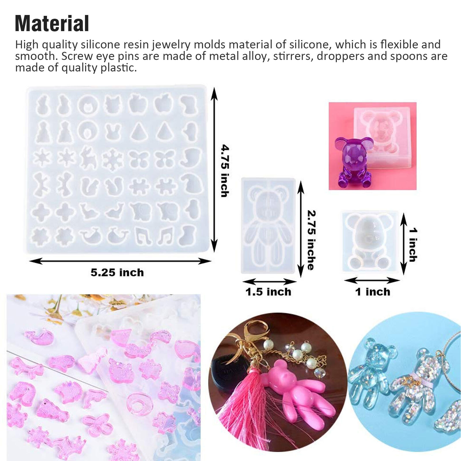 229pcs Resin Casting Silicone Molds Epoxy Spoon Kit Jewelry Making Pendant Craft