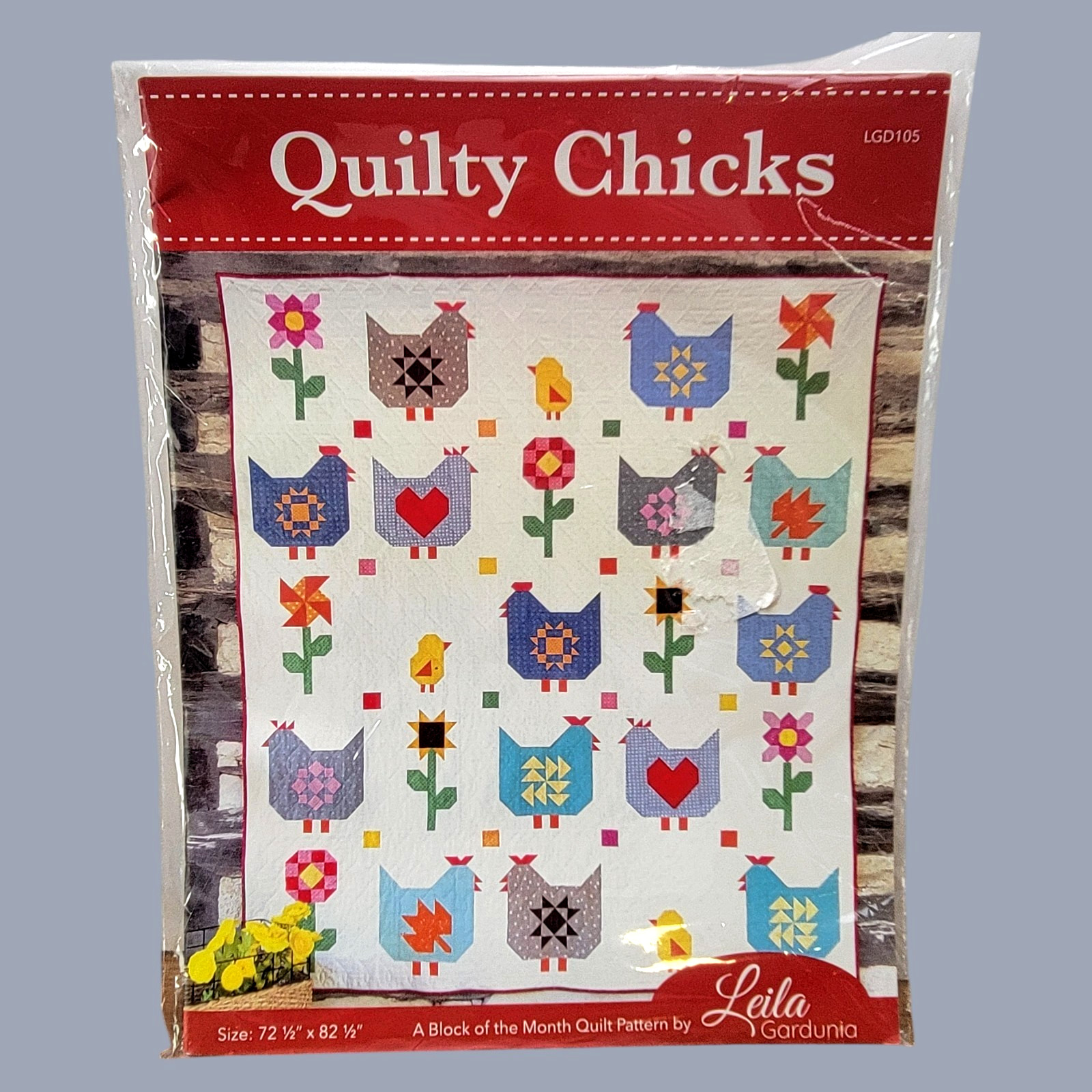 Leila Gardunia Quilty Chicks Block of the Month Quilt Pattern 72 1/2″ x 82 1/2″