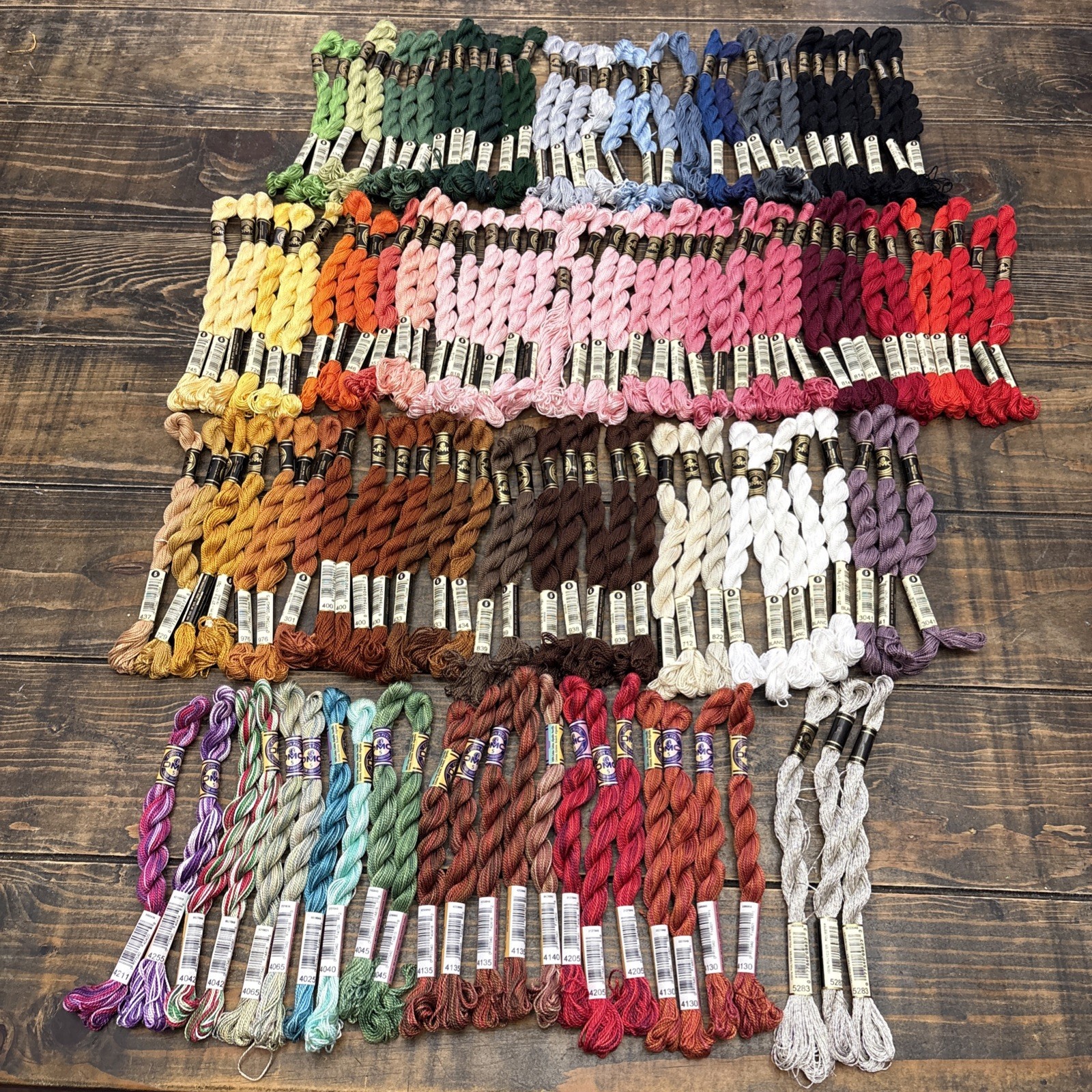 DMC #5 Cotton Perle Skeins, Color Variations, Metallic Pearl , Mixed Lot of 130