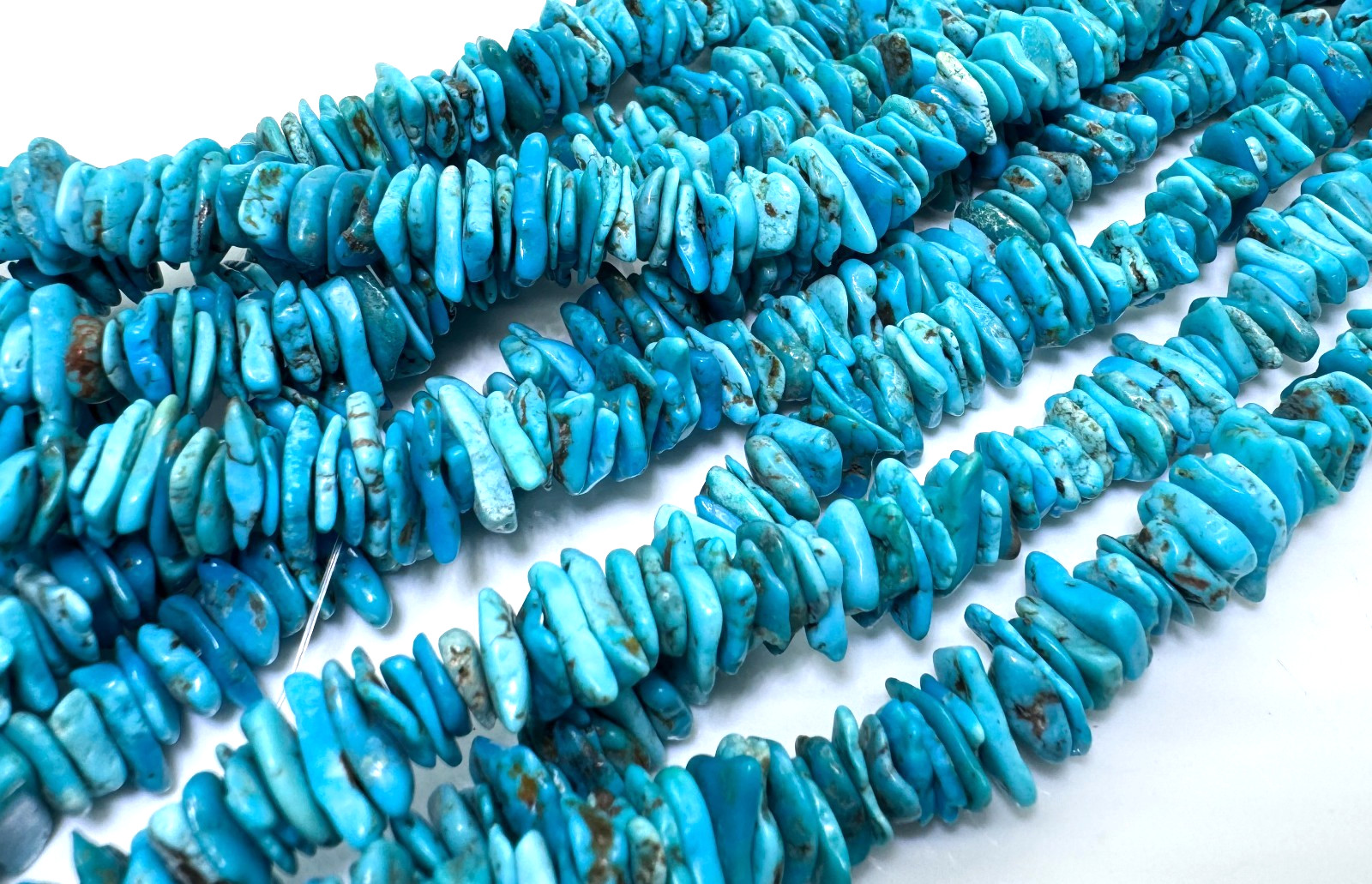Natural Blue Kingman Turquoise Thin Slab Beads • Genuine 8~11mm Gemstone PGS371