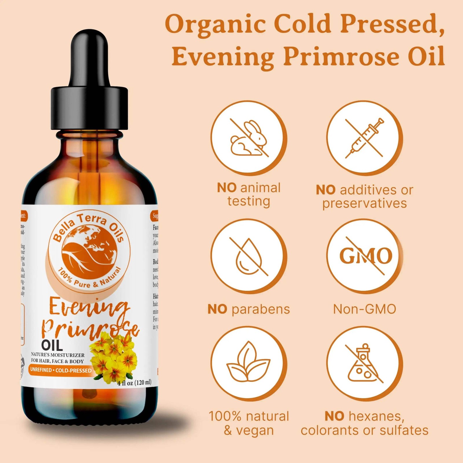 Evening Primrose Oil: Cold-Pressed, Pure, Ideal for Skin and Health