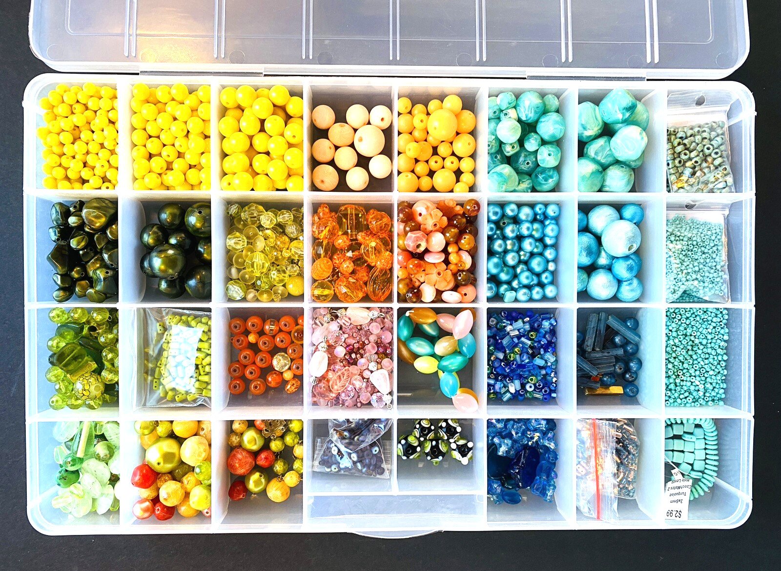 TRAY + COLORFUL BEADS! Vintage + Modern Glass Clay Plastic Acrylic Seed Lampwork