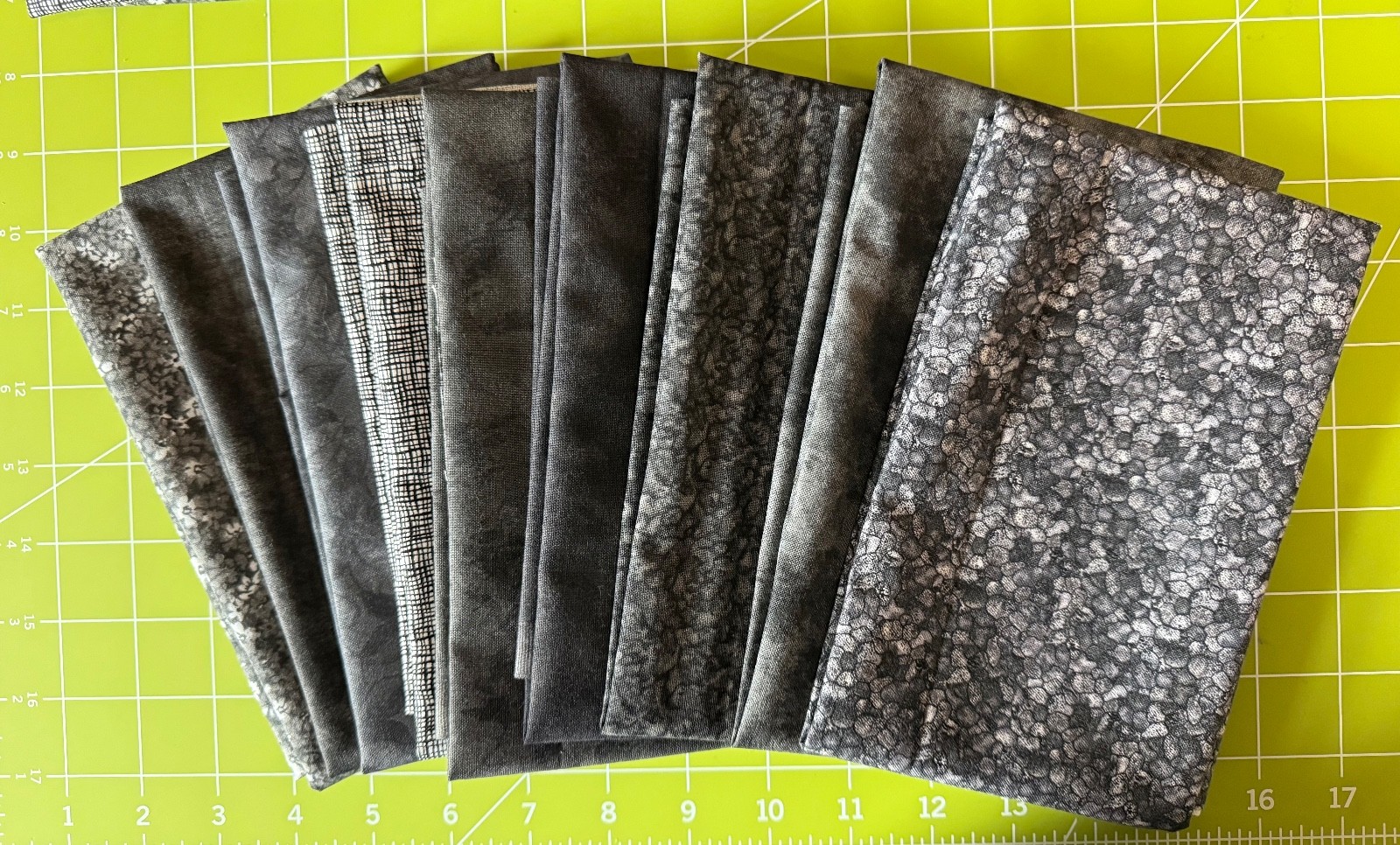 All Black Fat Quarter Bundle 9 Different Designs