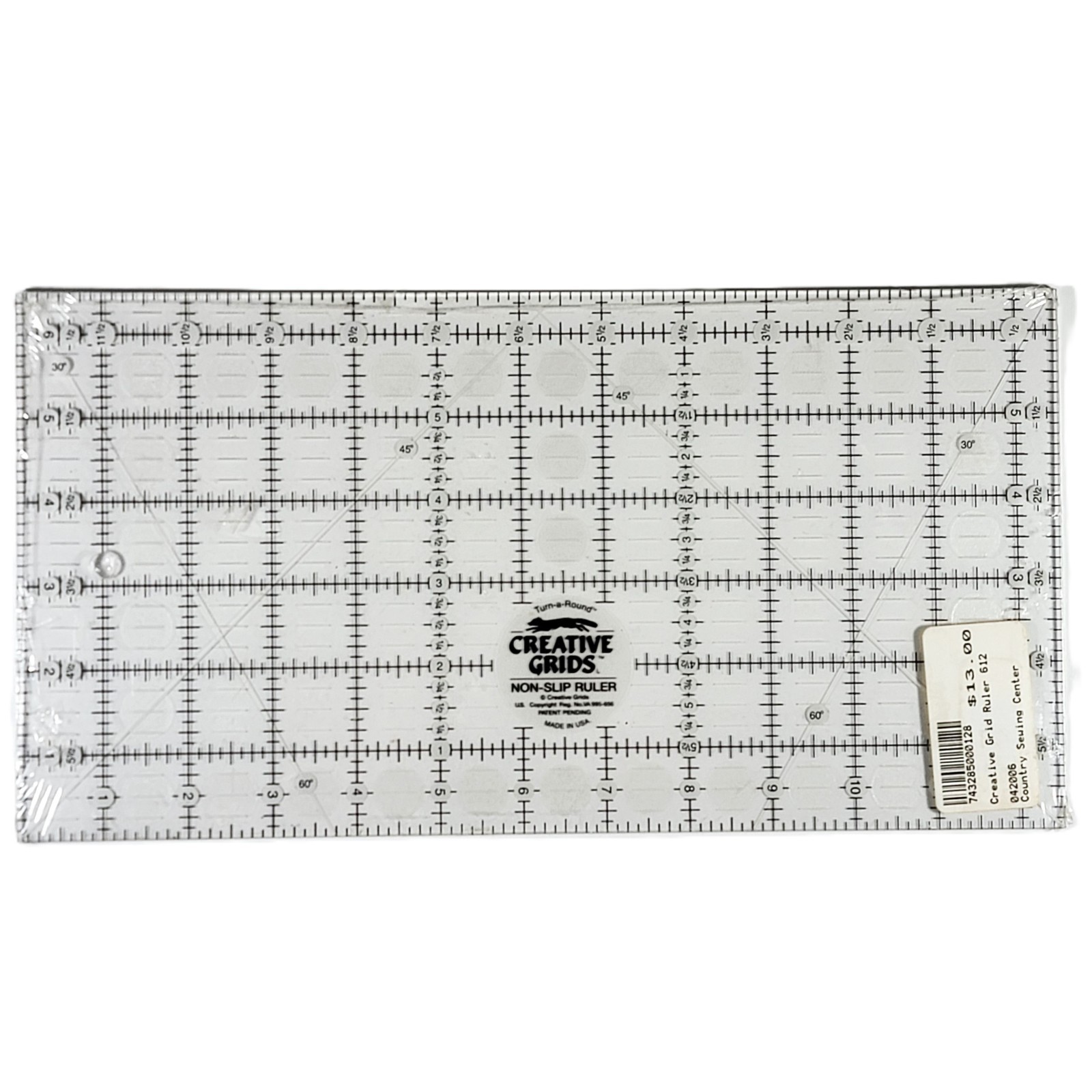 Creative Grids Ruler 6-1/2″ x 12-1/2″ Non-Slip CGR612 Quilting Sewing NEW Sealed