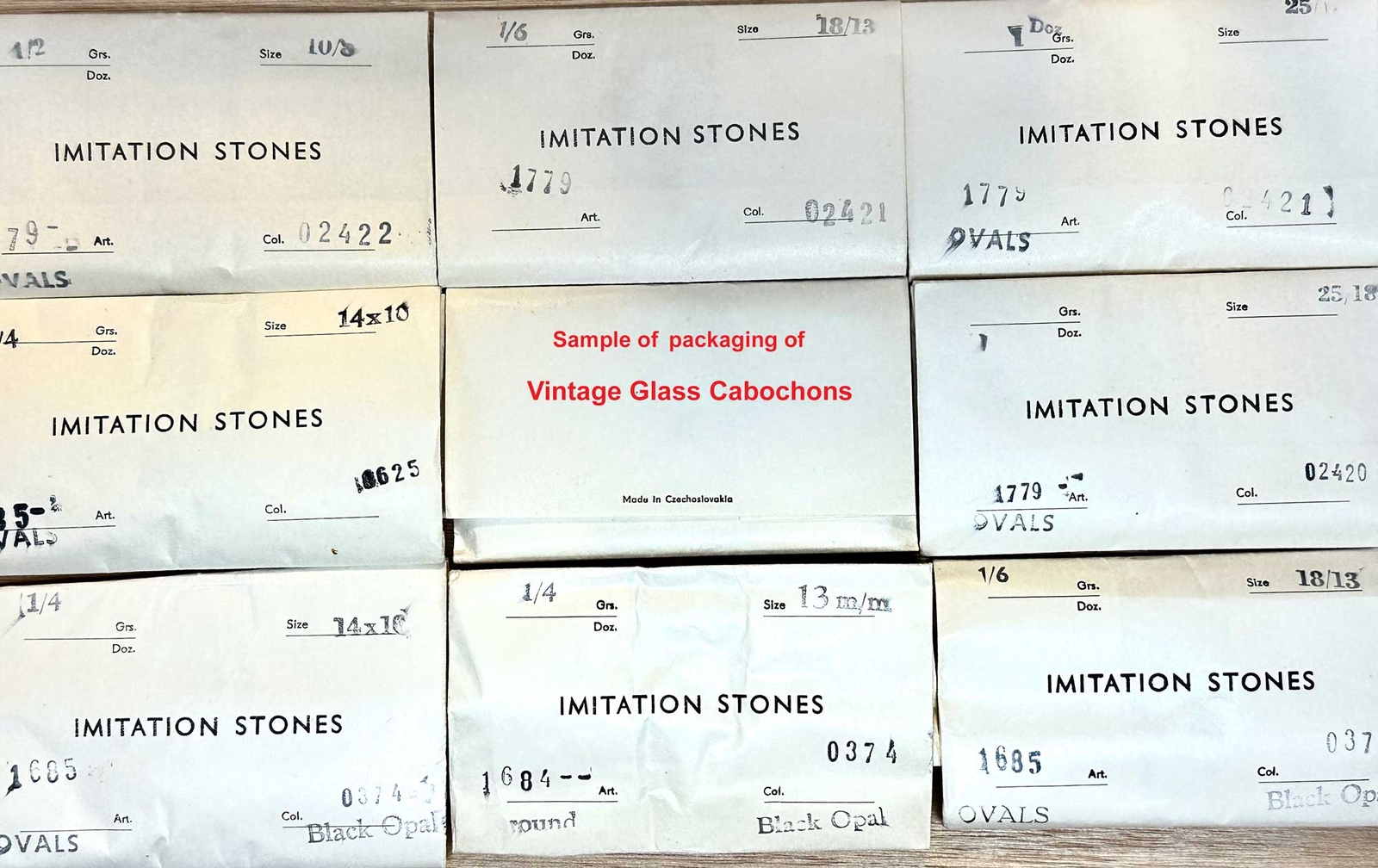 Beige Cats Eyes Vintage Czech Glass Medium Dome Oval Cabochons 144pcs 8x6mm J748
