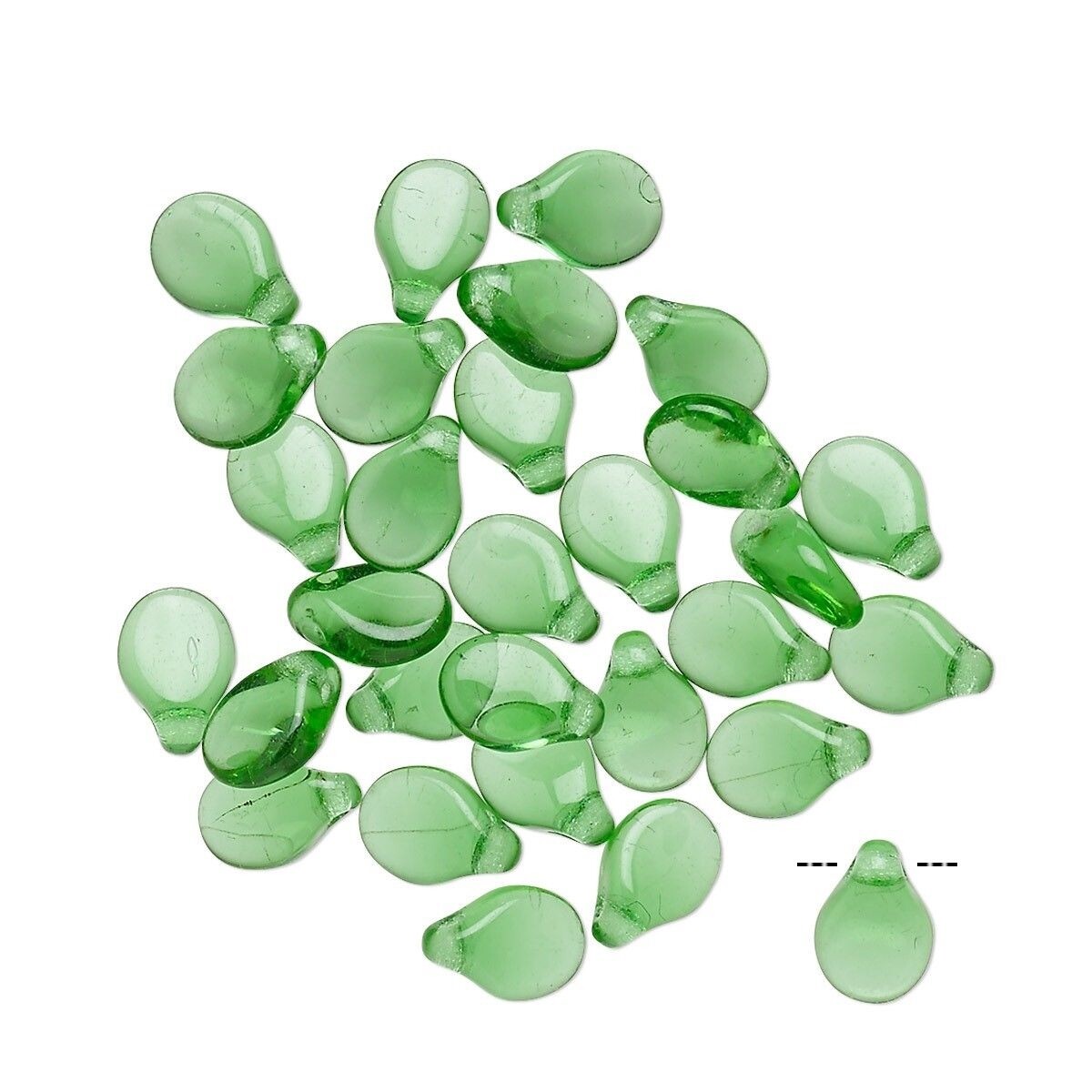 Bead, Pip, 30 Transparent Emerald Green Czech Pressed Glass 7x5mm Pip Beads