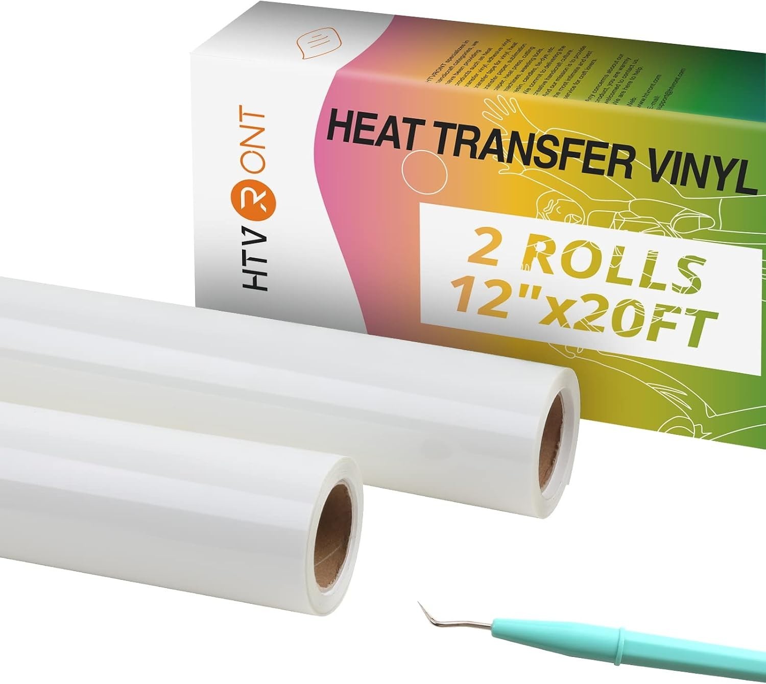 White Heat Transfer Vinyl Rolls – 12″ x 20ft – 2 Rolls
