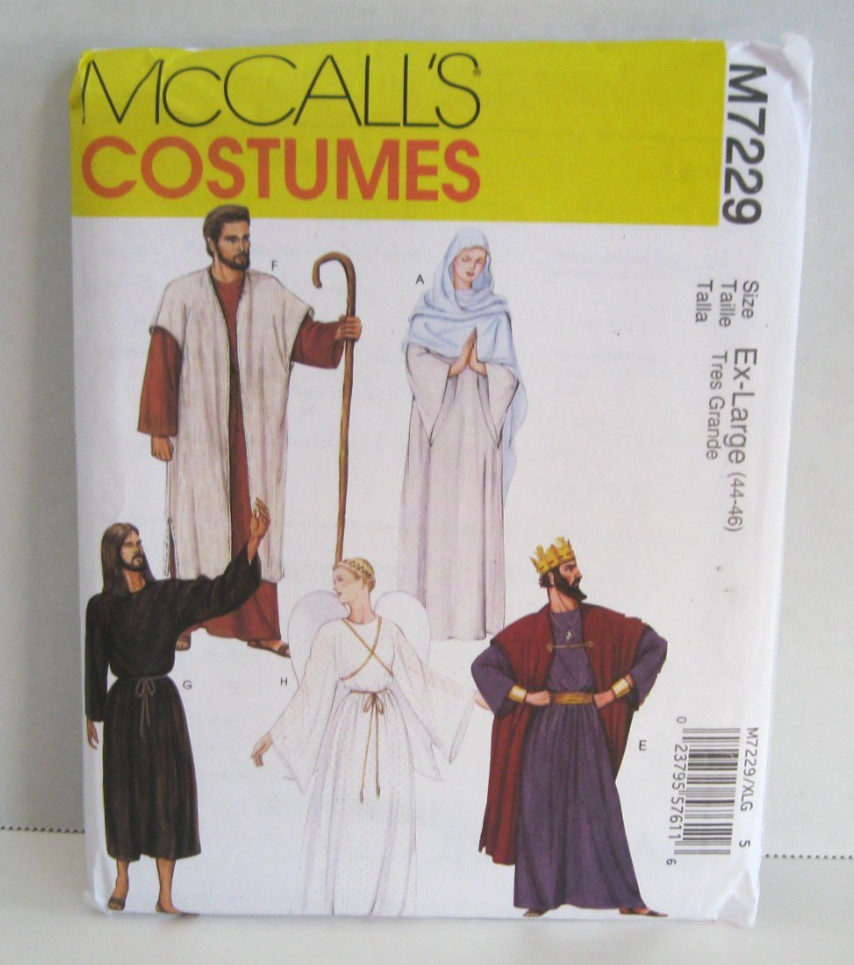 McCall’s 7229 Nativity /Biblical Unisex Adult Costume Extra-Large 44-46″ Uncut