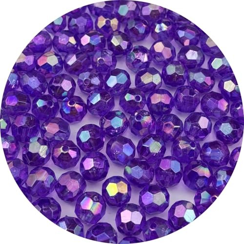 1000pcs Acrylic Faceted Round Beads AB Colors Glossy Acrylic 6mm Dark Purple AB