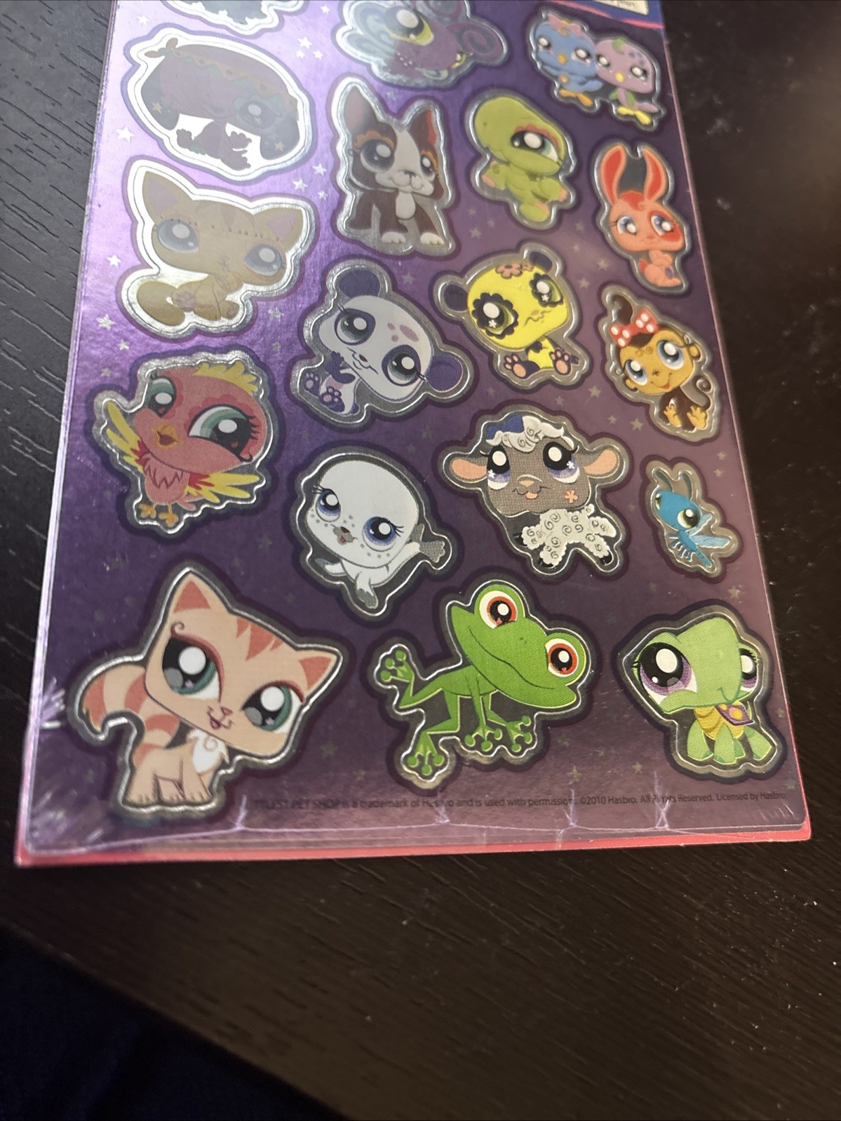 Sealed Pack 2010 Littlest Pet Shop Stickers – Purple Foil- 2 Sheets