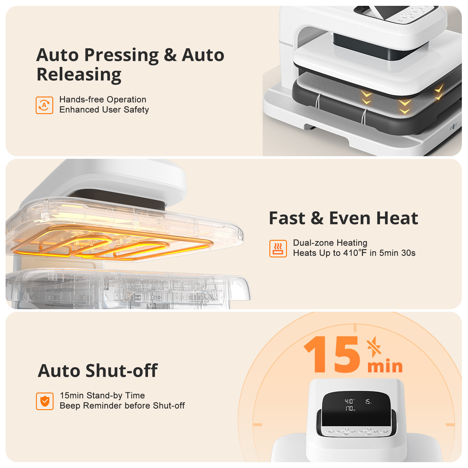 HTVRONT Auto Heat Press 2 15x15in Sublimation Transfer Printer+Accessories Kit