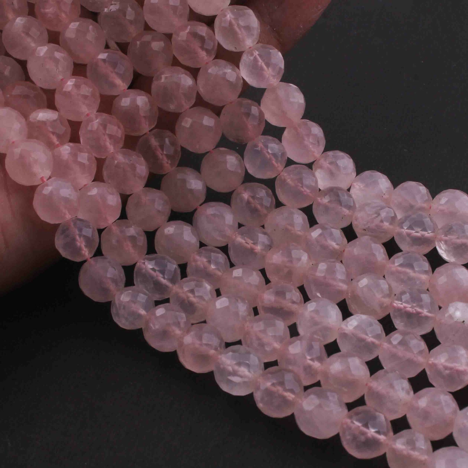 1 Strand Rose Quartz Roundelles Balls beads – Gemstone Balls beads – 8mm 10 Inch