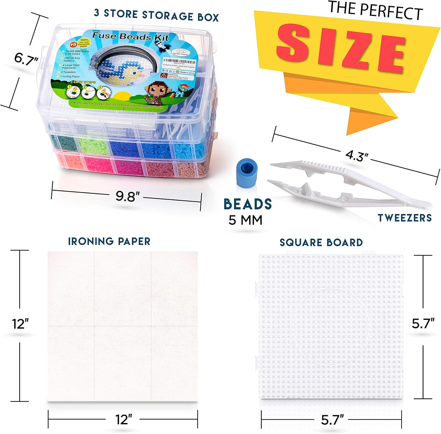 XXL Fuse Beads Kit, Melty Melting Beads for Kids Crafts | Iron for Kids Kit – Fu